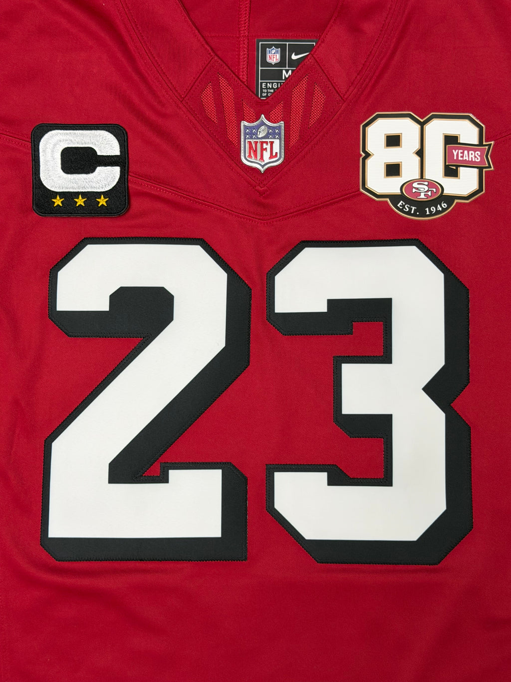 Christian McCaffrey San Francisco 49ers Jersey #23 Nike Vapor Fuse Limited Stitched Red Size (Medium) NFL