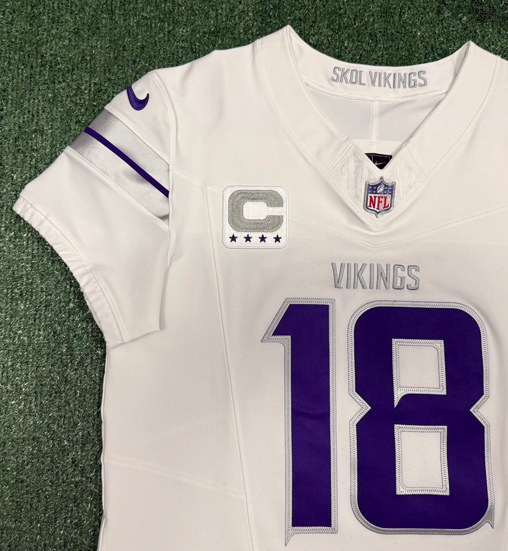 Justin Jefferson Minnesota Vikings Jersey #18 Nike Vapor FUSE Elite White Size 40 (Medium) NFL