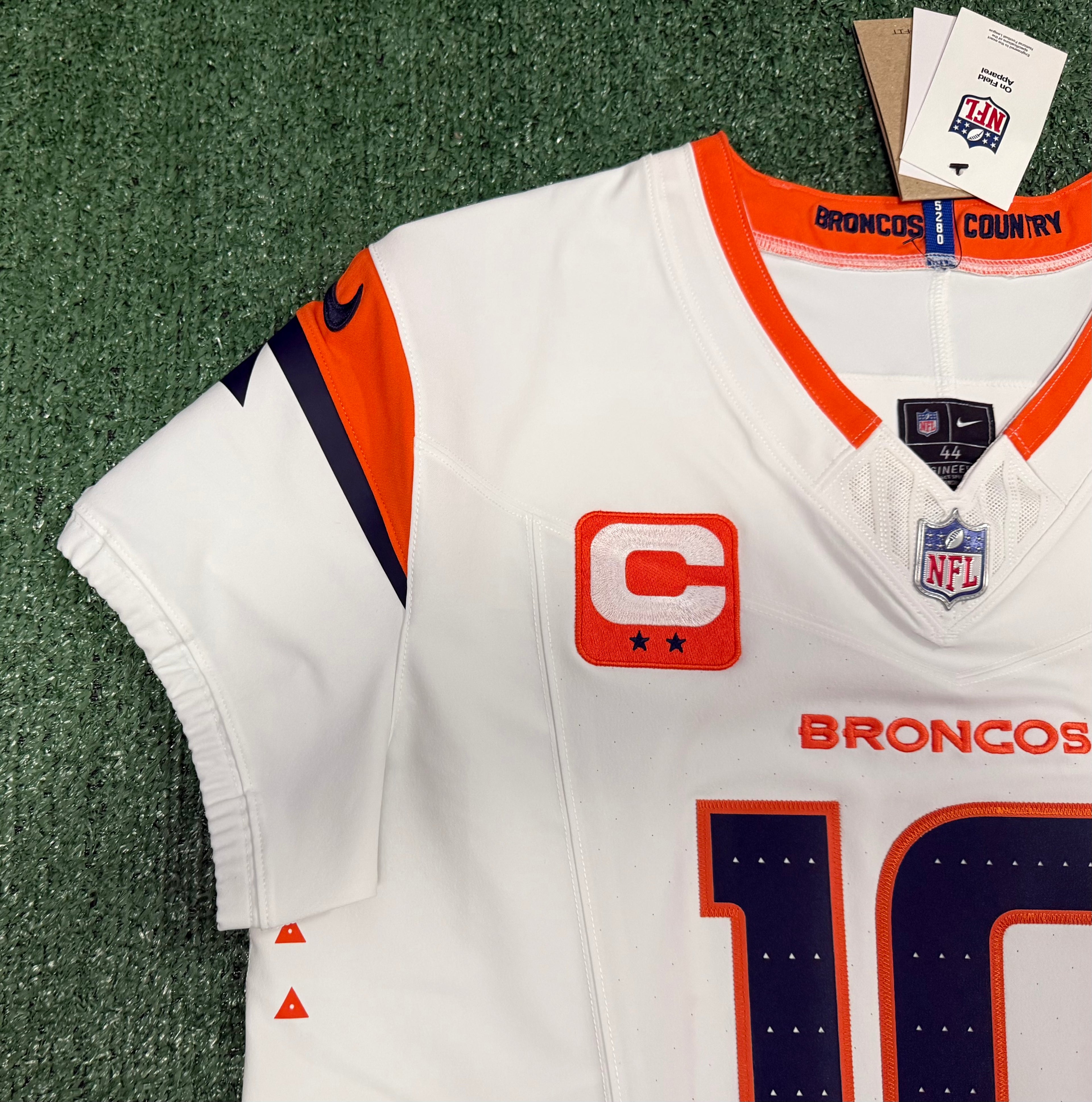 Bo Nix Denver Broncos Jersey #10 Nike Vapor Fuse Elite White Size 44 (L) NFL