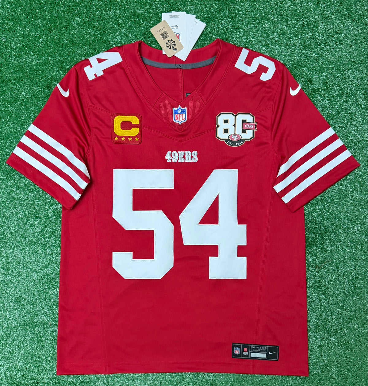 Fred Warner San Francisco 49ers Jersey #54 Nike Vapor Fuse Limited Stitched Red Size (Medium) NFL