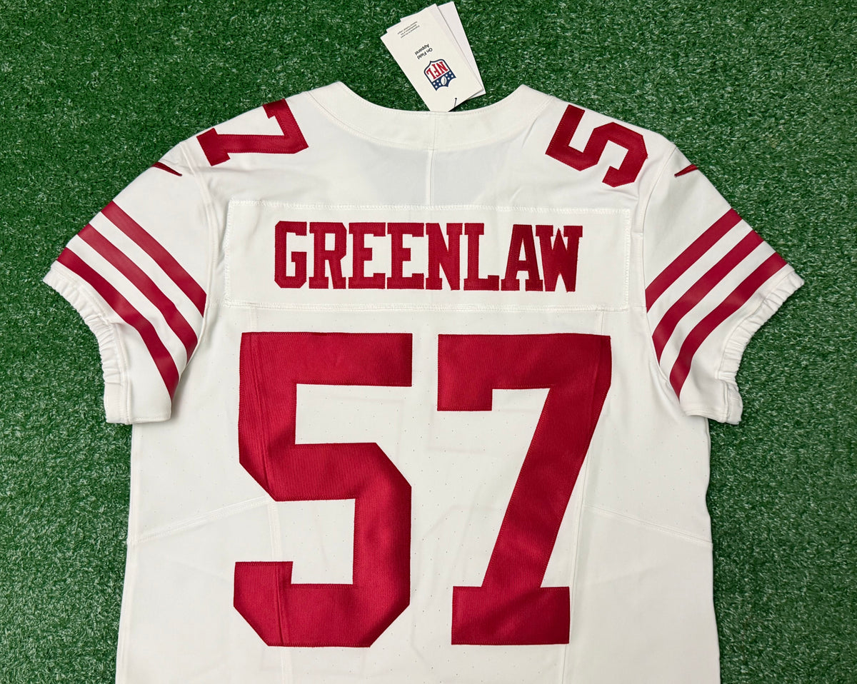 Dre Greenlaw San Francisco 49ers Jersey #57 Nike Vapor FUSE Elite White Size 40 (Medium) NFL