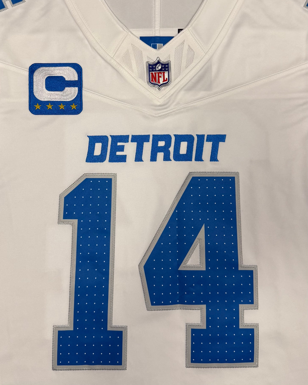 Amon Ra St Brown Detroit Lions Jersey #14 Nike Vapor Fuse Stitched Limited White Size (Large) NFL