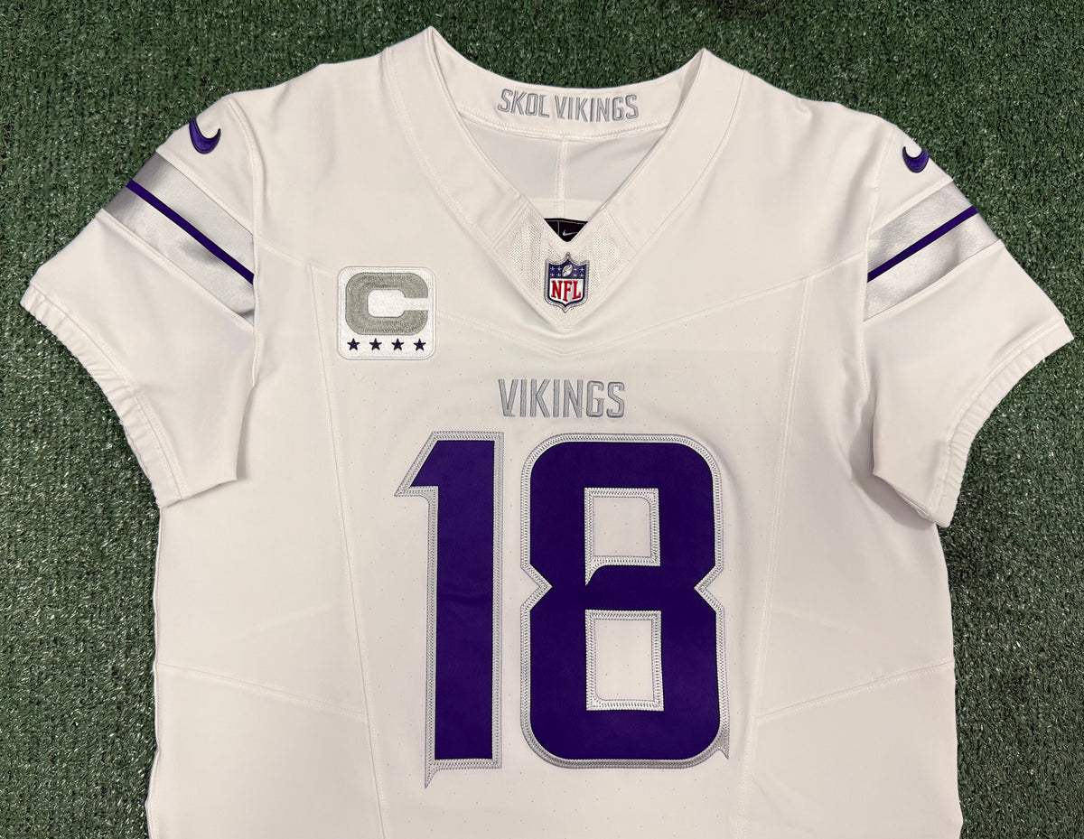 Justin Jefferson Minnesota Vikings Jersey #18 Nike Vapor FUSE Elite White Size 40 (Medium) NFL