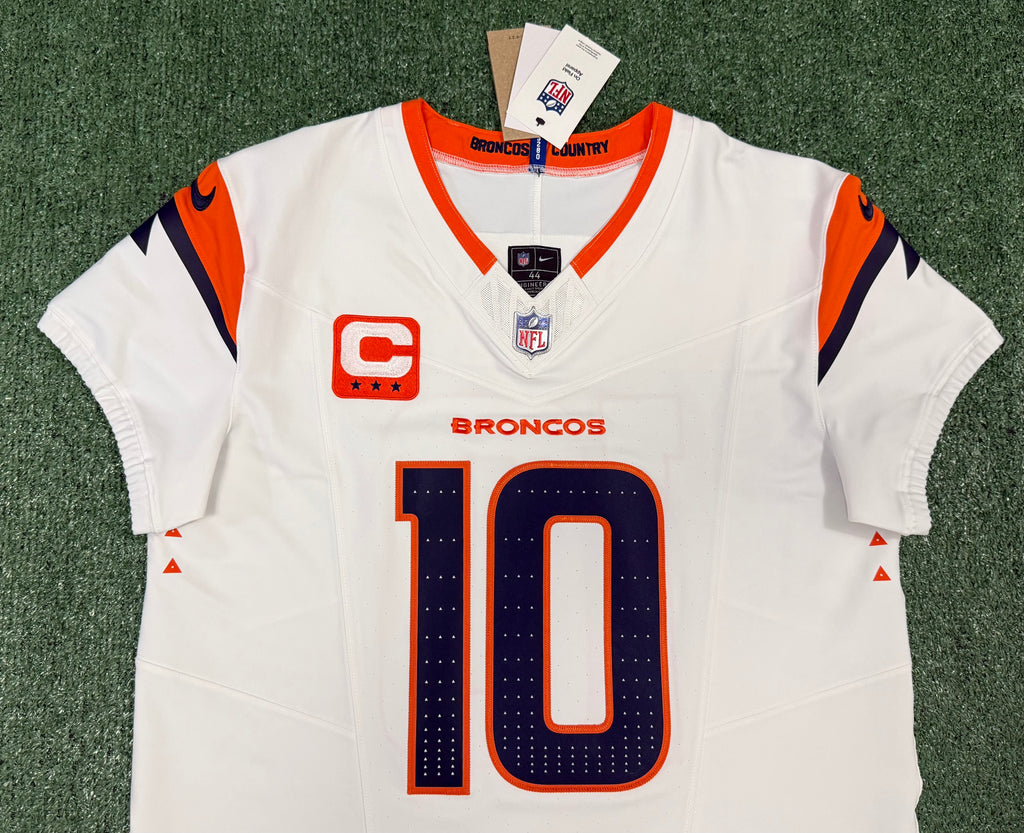 Bo Nix Denver Broncos Jersey #10 Nike Vapor Fuse Elite White Size 44 (L) NFL