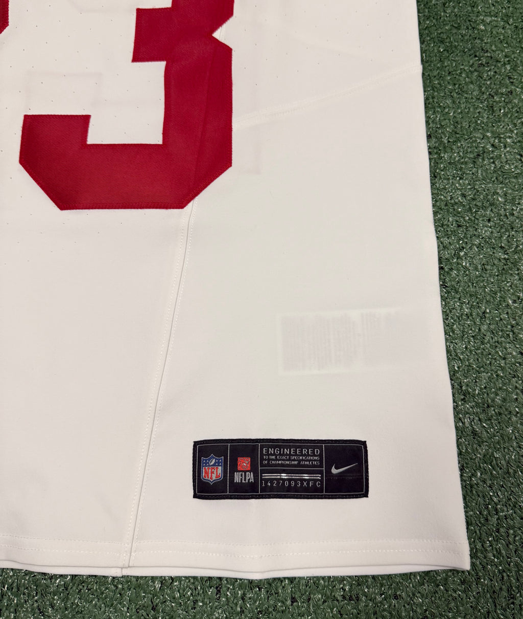 Christian McCaffrey San Francisco 49ers Jersey #23 Nike Vapor FUSE Elite White Size 44 (Large) NFL
