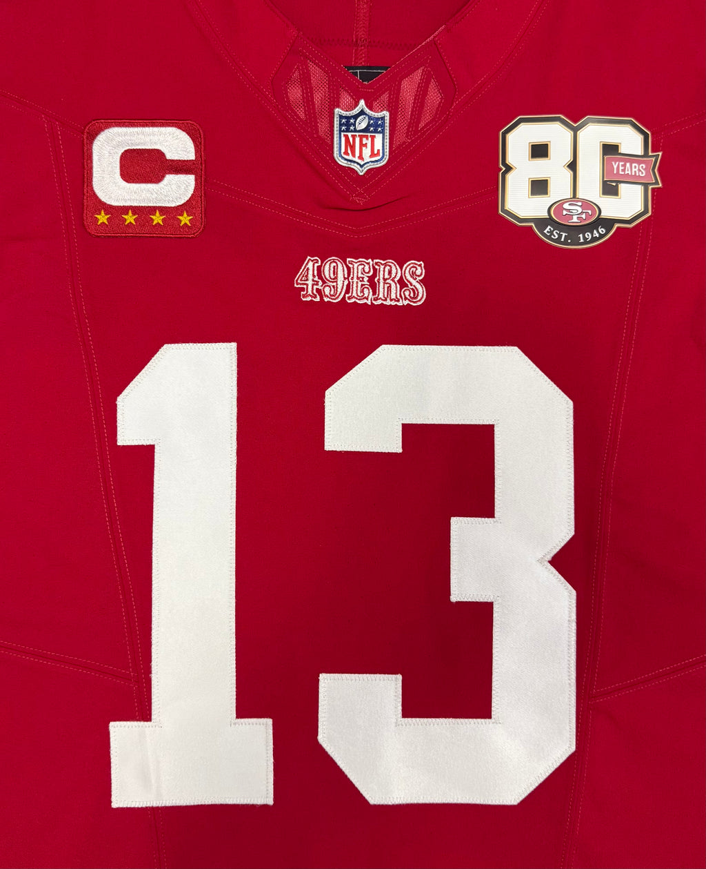 Brock Purdy San Francisco 49ers Jersey #13 Nike Vapor FUSE Elite Red Size 44 (Large) NFL