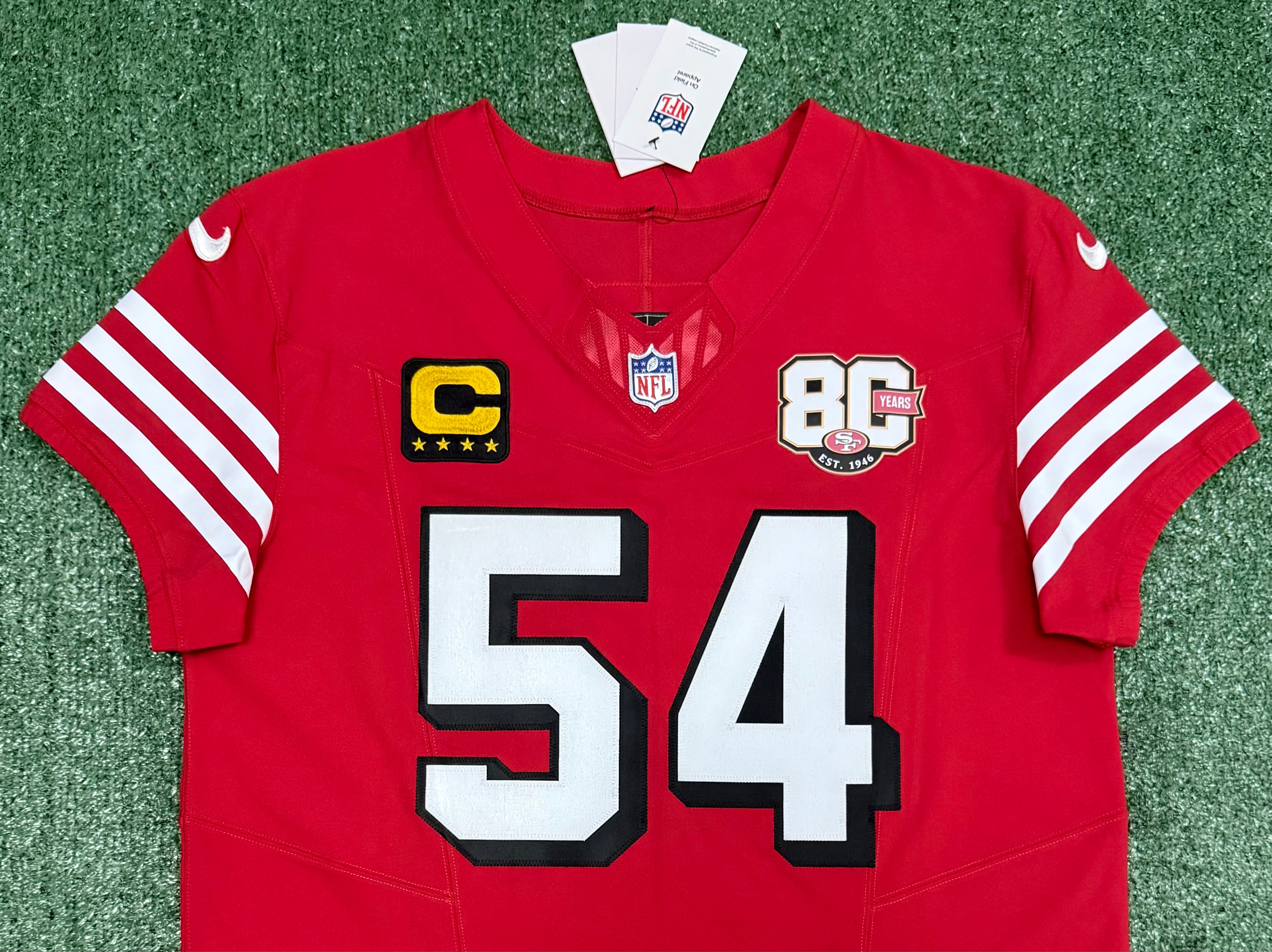 Fred Warner San Francisco 49ers Jersey #54 Nike Vapor FUSE Elite Red Size 44 (Large) NFL
