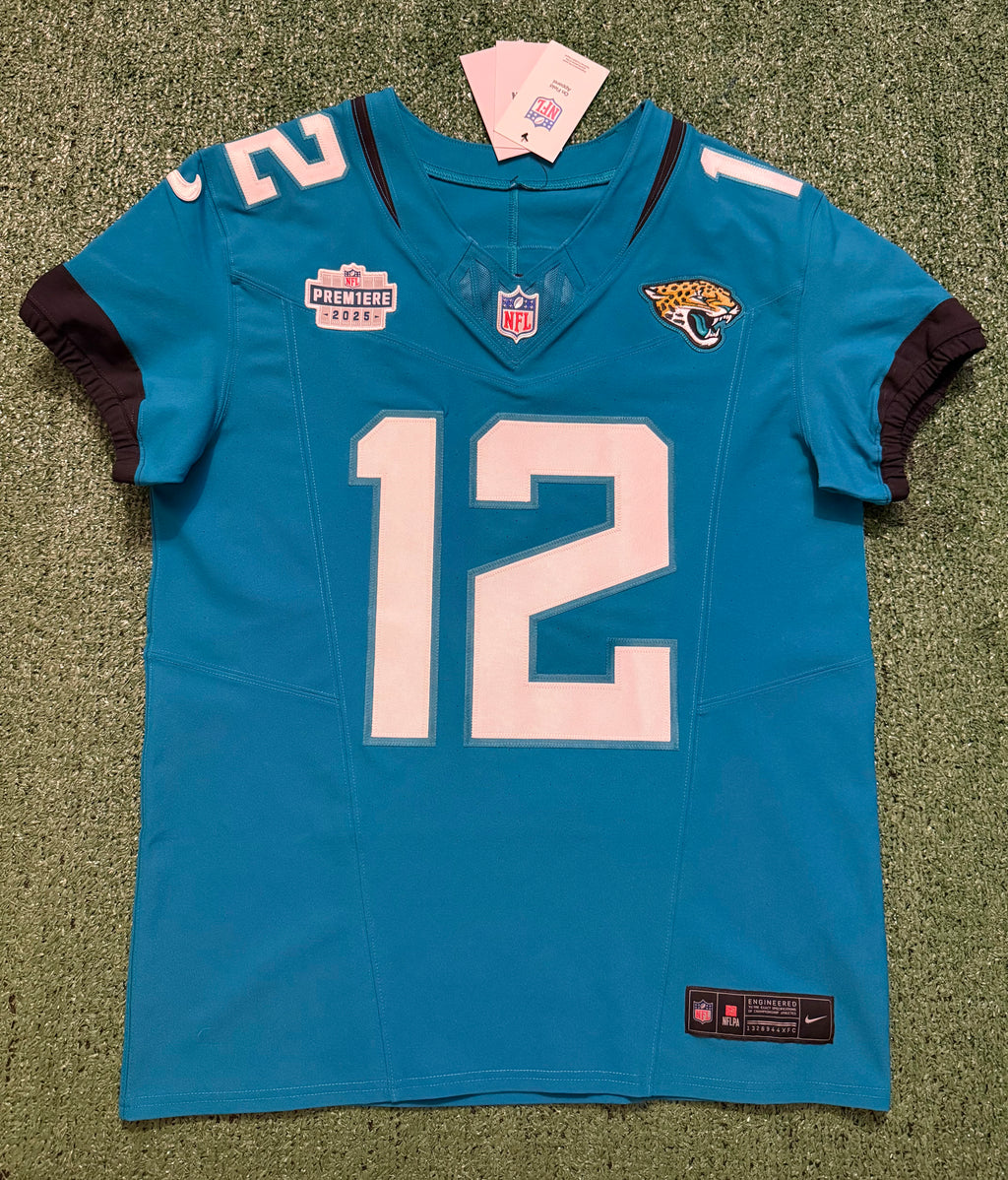 Travis Hunter Jacksonville Jaguars Jersey #12 Nike Vapor Fuse Elite Teal Size 40 (M) NFL