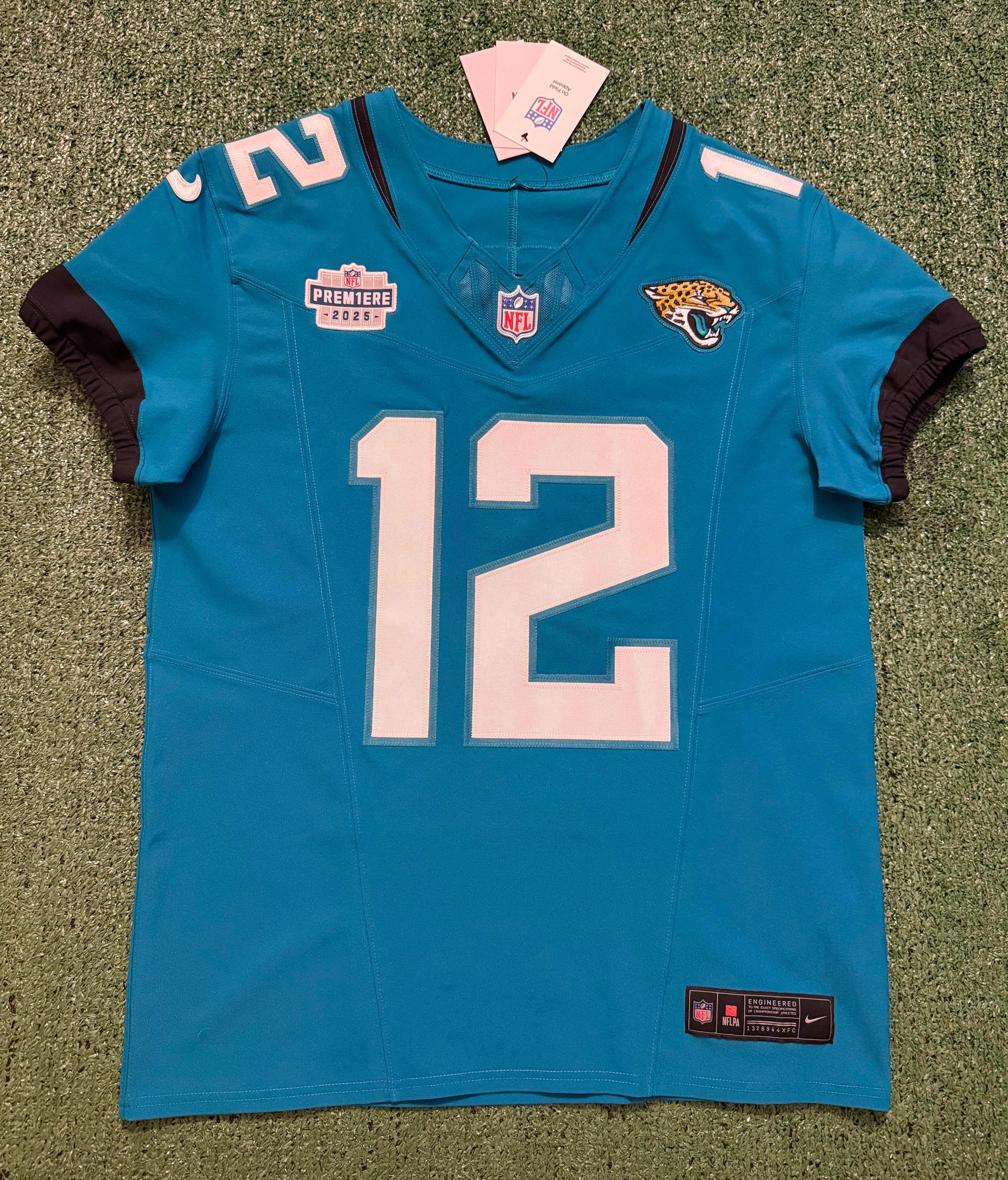 Travis Hunter Jacksonville Jaguars Jersey #12 Nike Vapor Fuse Elite Teal Size 40 (M) NFL