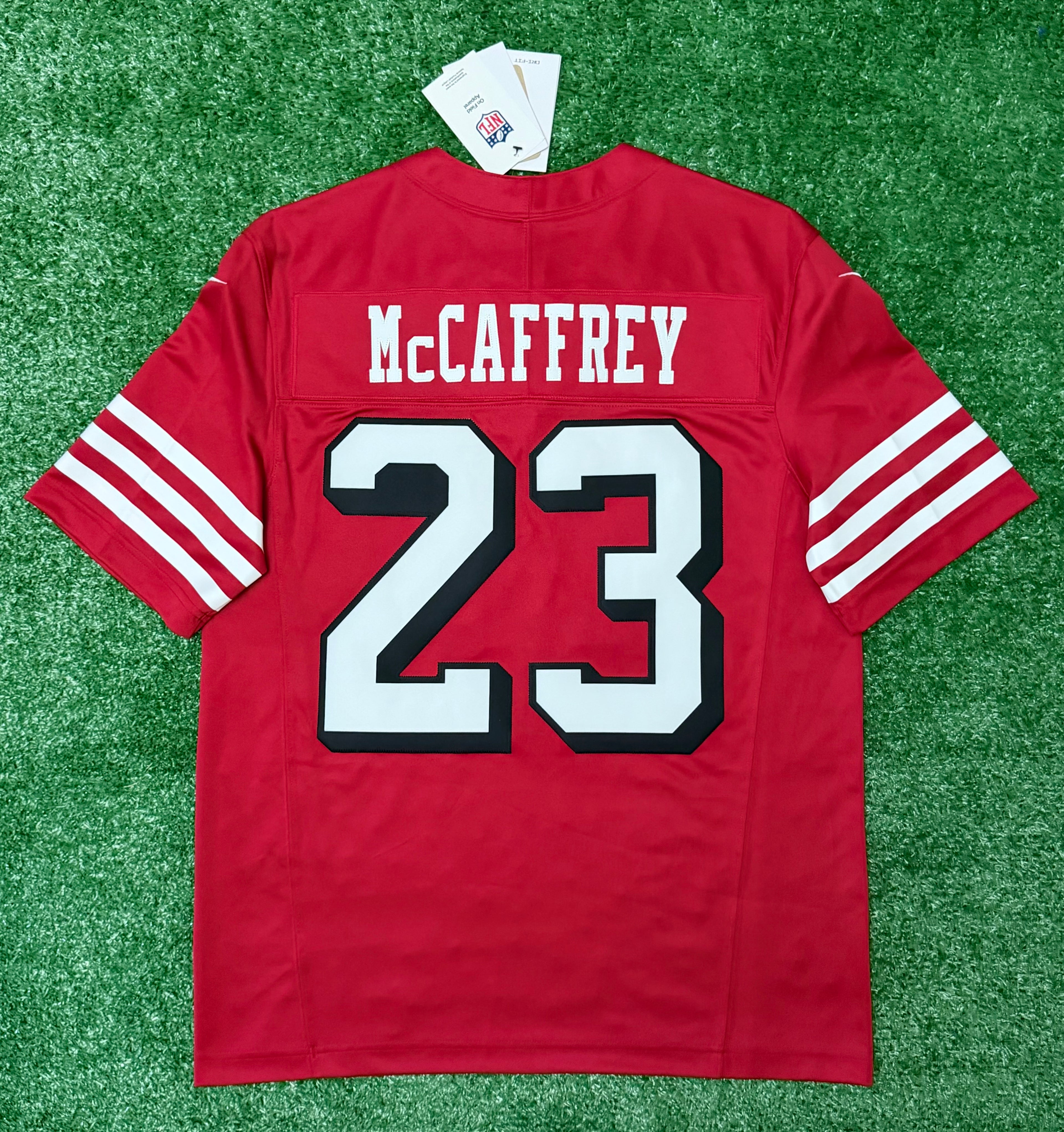Christian McCaffrey San Francisco 49ers Jersey #23 Nike Vapor Fuse Limited Stitched Red Size (Medium) NFL