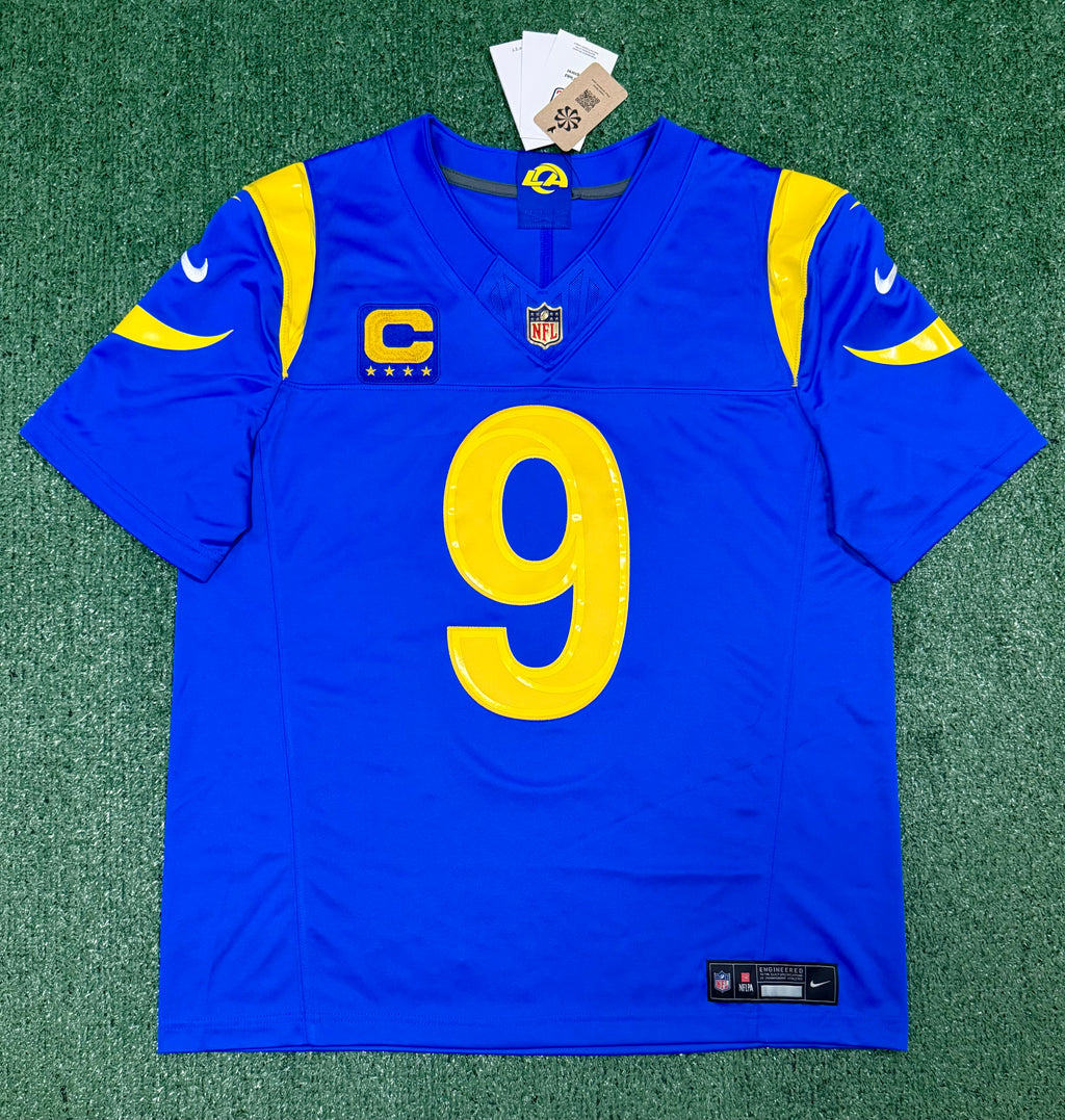 Matthew Stafford Los Angeles Rams Jersey #9 Nike Vapor Fuse Limited Stitched Blue Size (Large) NFL