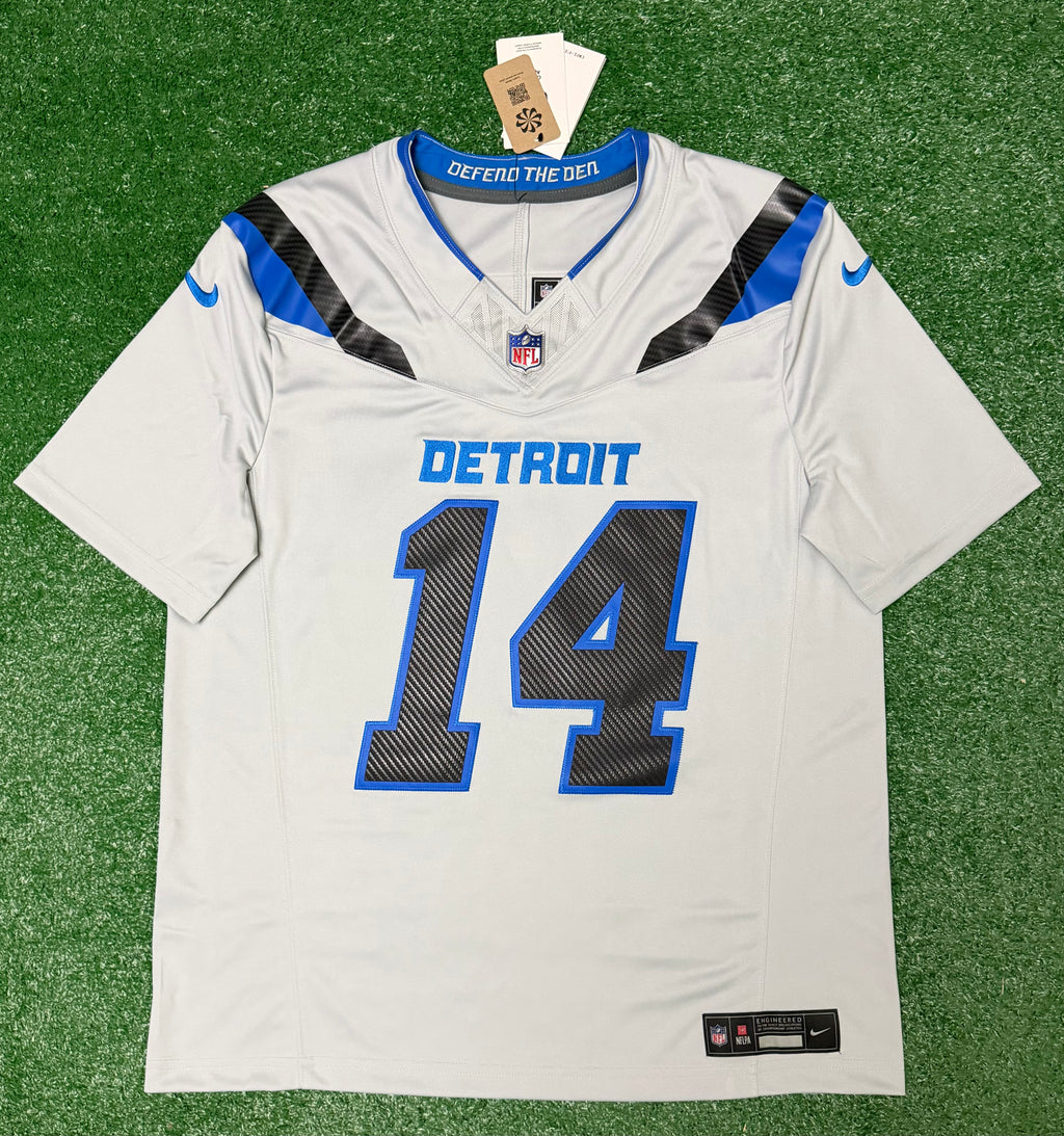 Amon Ra St Brown Detroit Lions Jersey #14 Nike Vapor FUSE Rivalry Gray Size (Large) NFL