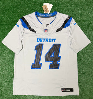 Amon Ra St Brown Detroit Lions Jersey #14 Nike Vapor FUSE Rivalry Gray Size (Large) NFL