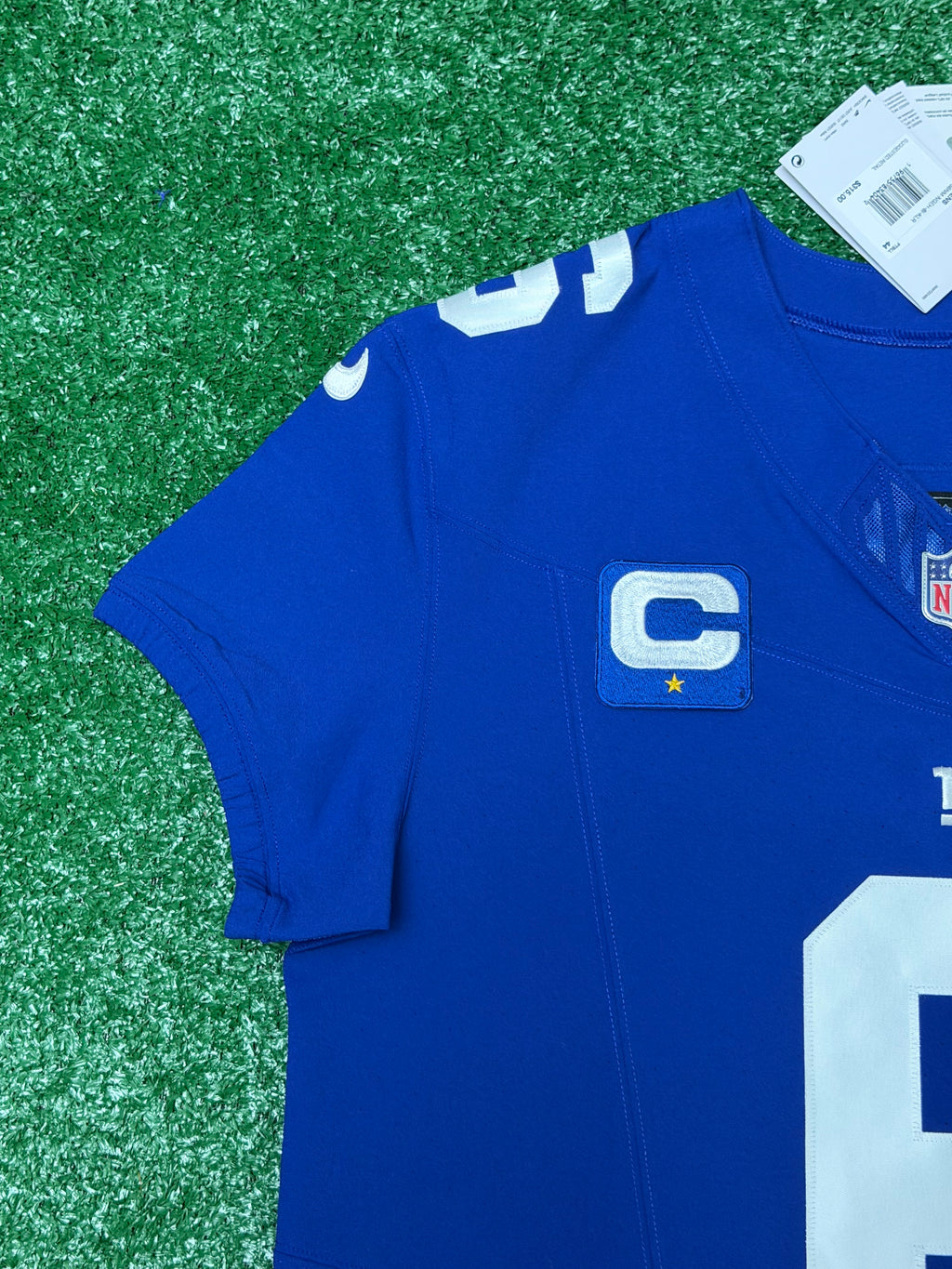 Jaxson Dart New York Giants Jersey #6 Nike Vapor FUSE Elite Blue Size 44 (Large) NFL