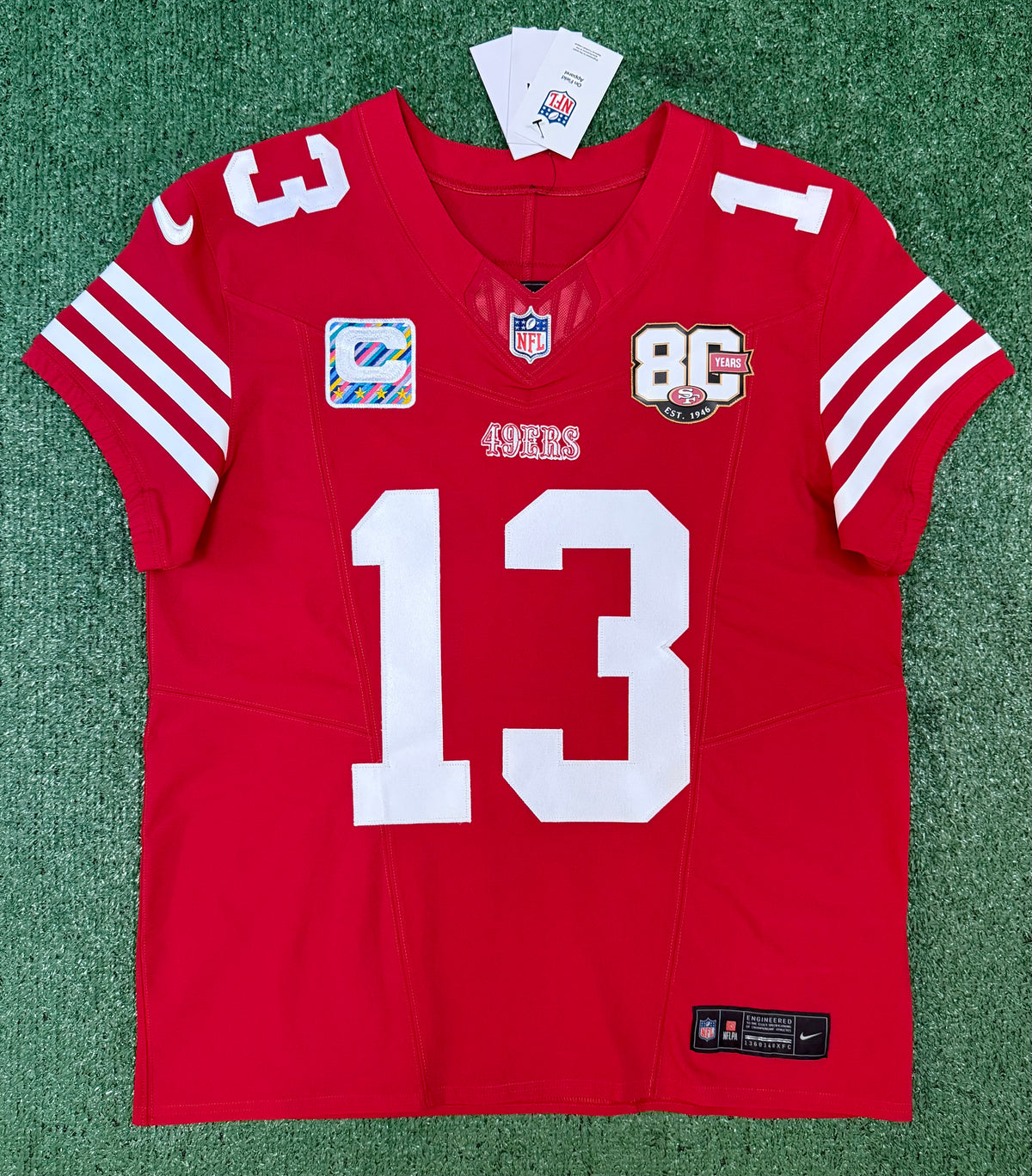Brock Purdy San Francisco 49ers Jersey #13 Nike Vapor FUSE Elite Red Size 44 (Large) NFL
