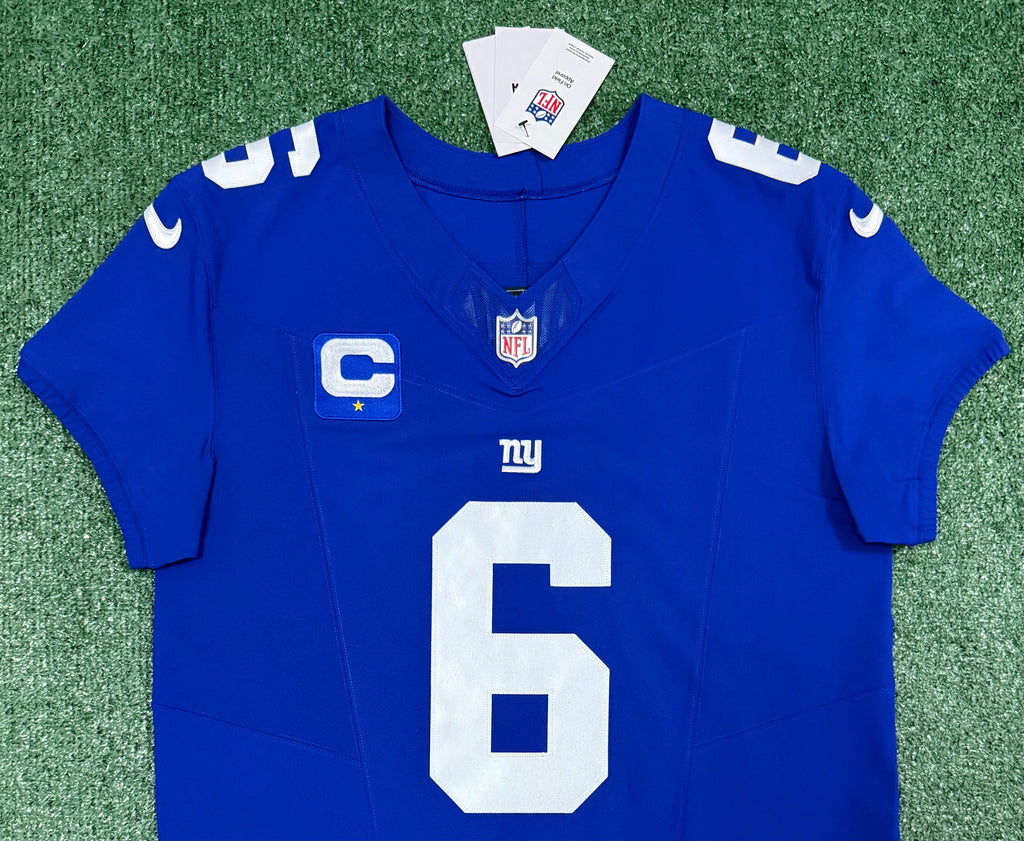 Jaxson Dart New York Giants Jersey #6 Nike Vapor FUSE Elite Blue Size 44 (Large) NFL