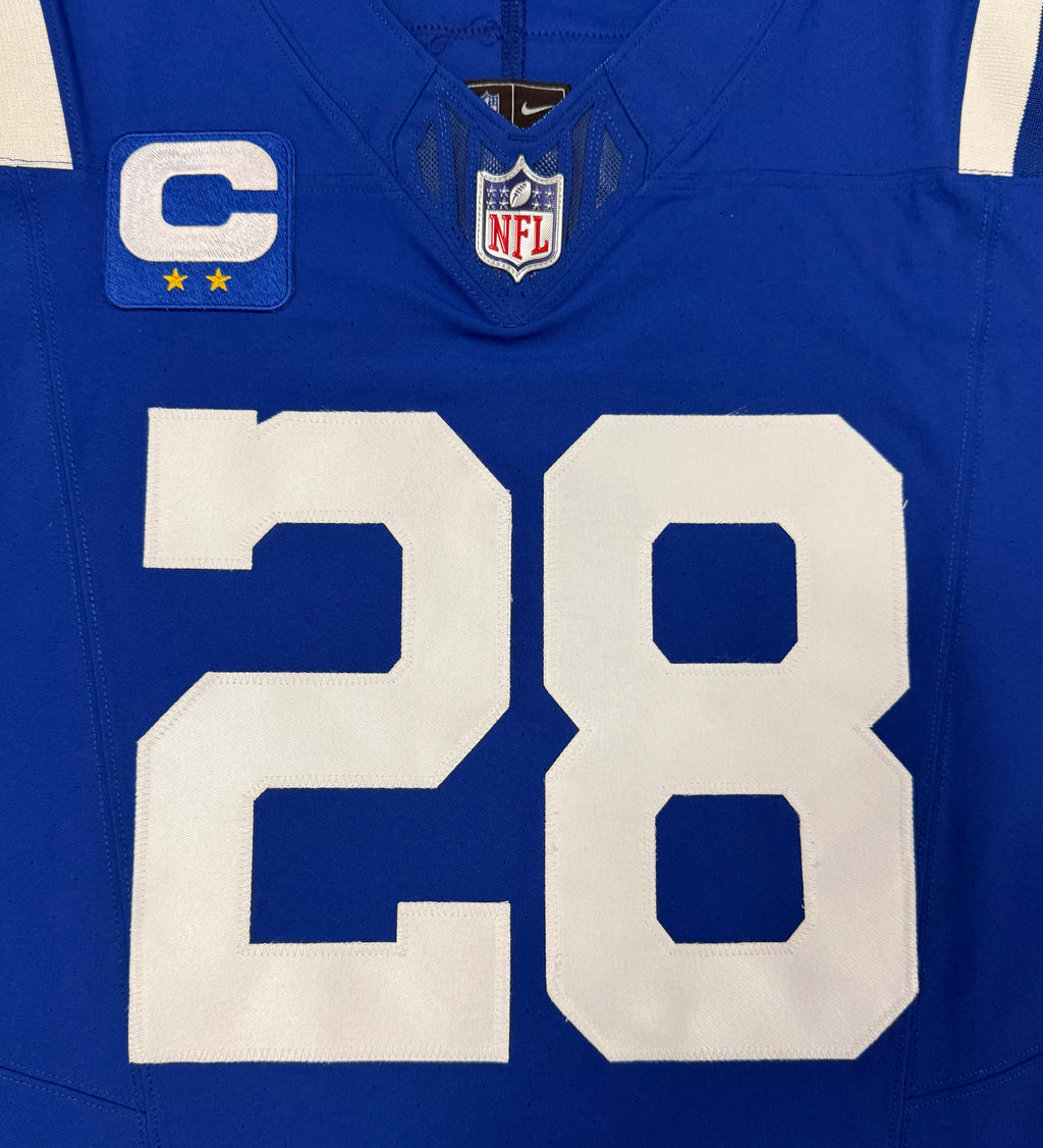 Jonathan Taylor Indianapolis Colts Jersey #28 Nike Vapor Fuse Elite Blue Size 44 (L) NFL