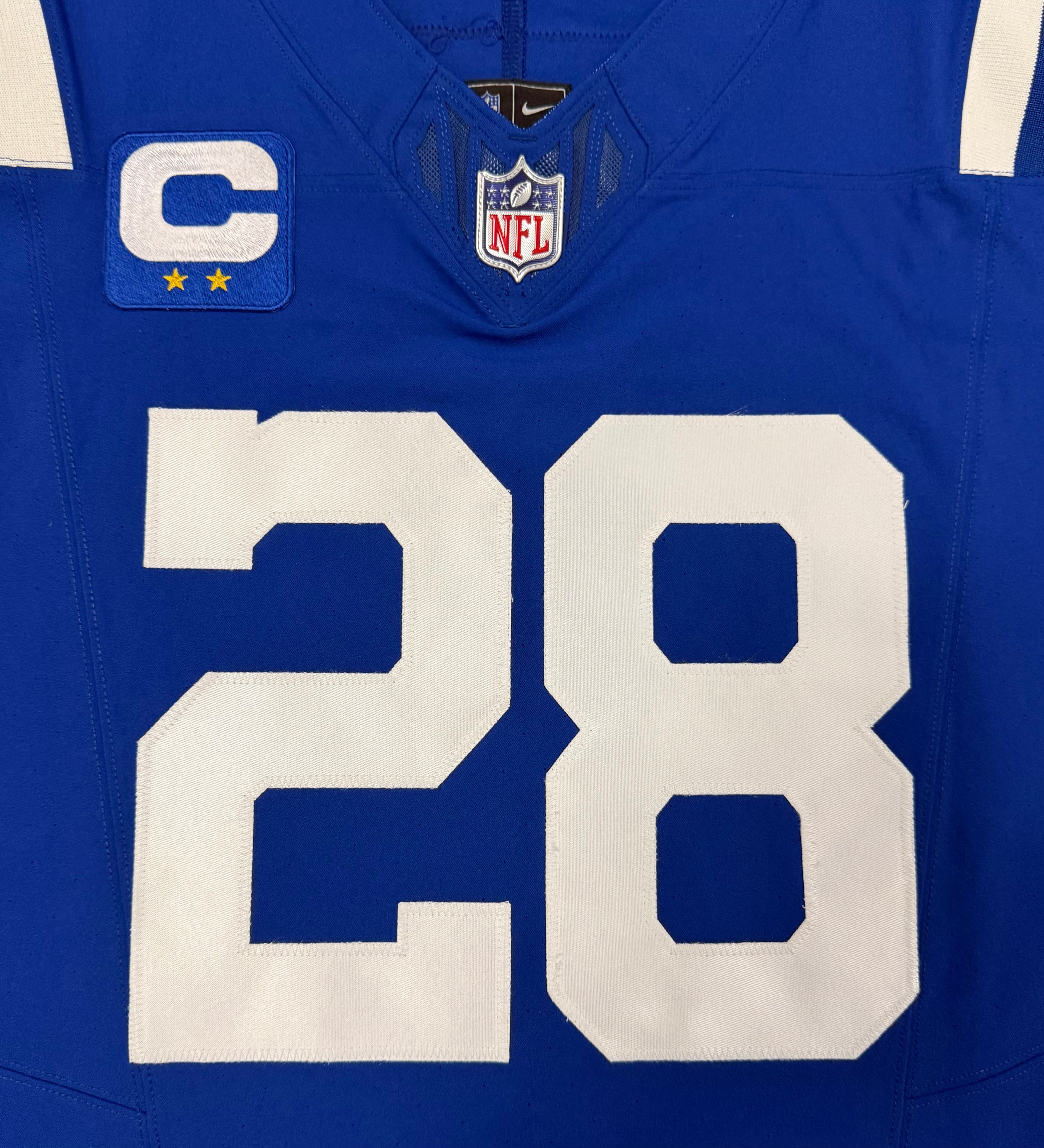 Jonathan Taylor Indianapolis Colts Jersey #28 Nike Vapor Fuse Elite Blue Size 44 (L) NFL