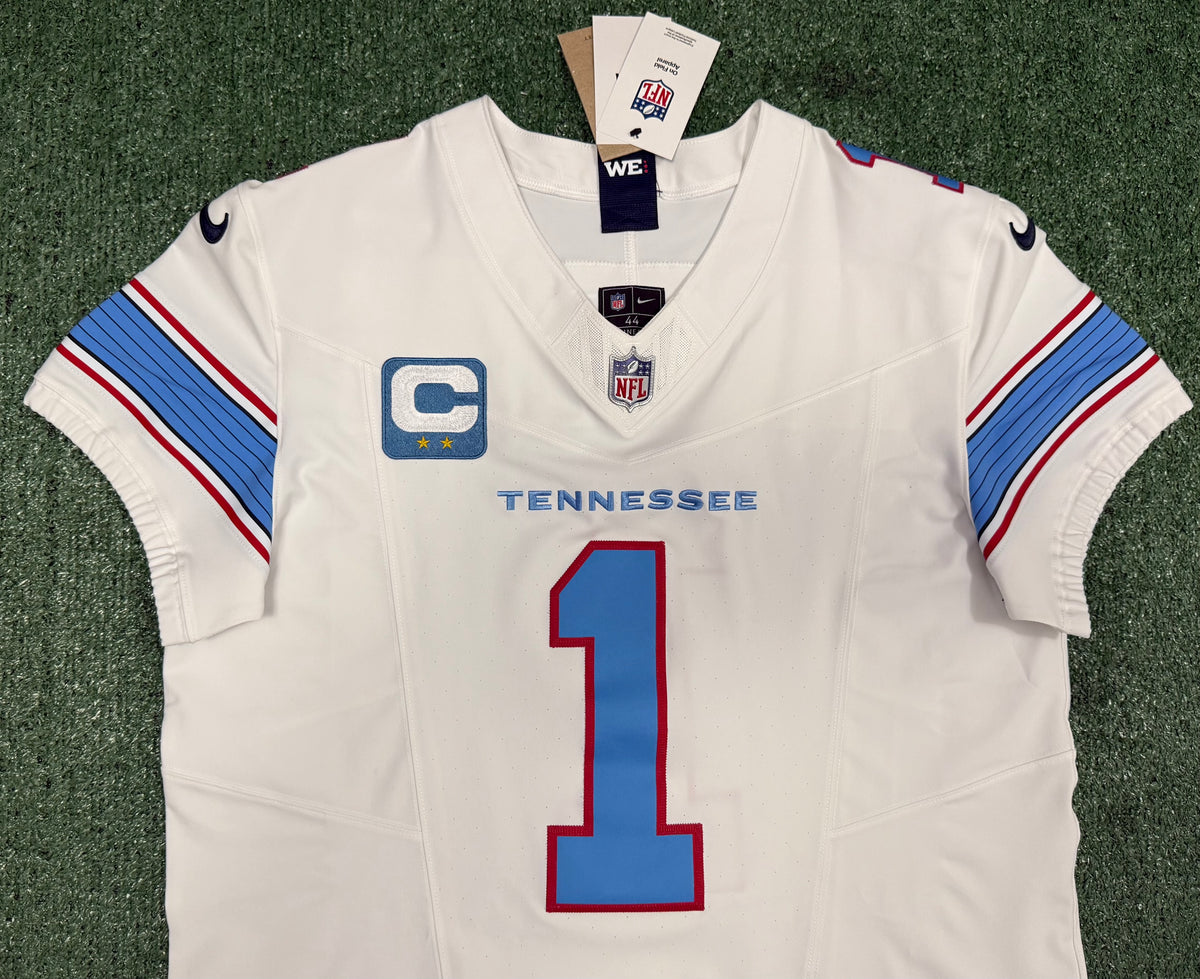 Cam Ward Tennessee Titans Jersey #1 Nike Vapor Fuse Elite White Size 44 (L) NFL