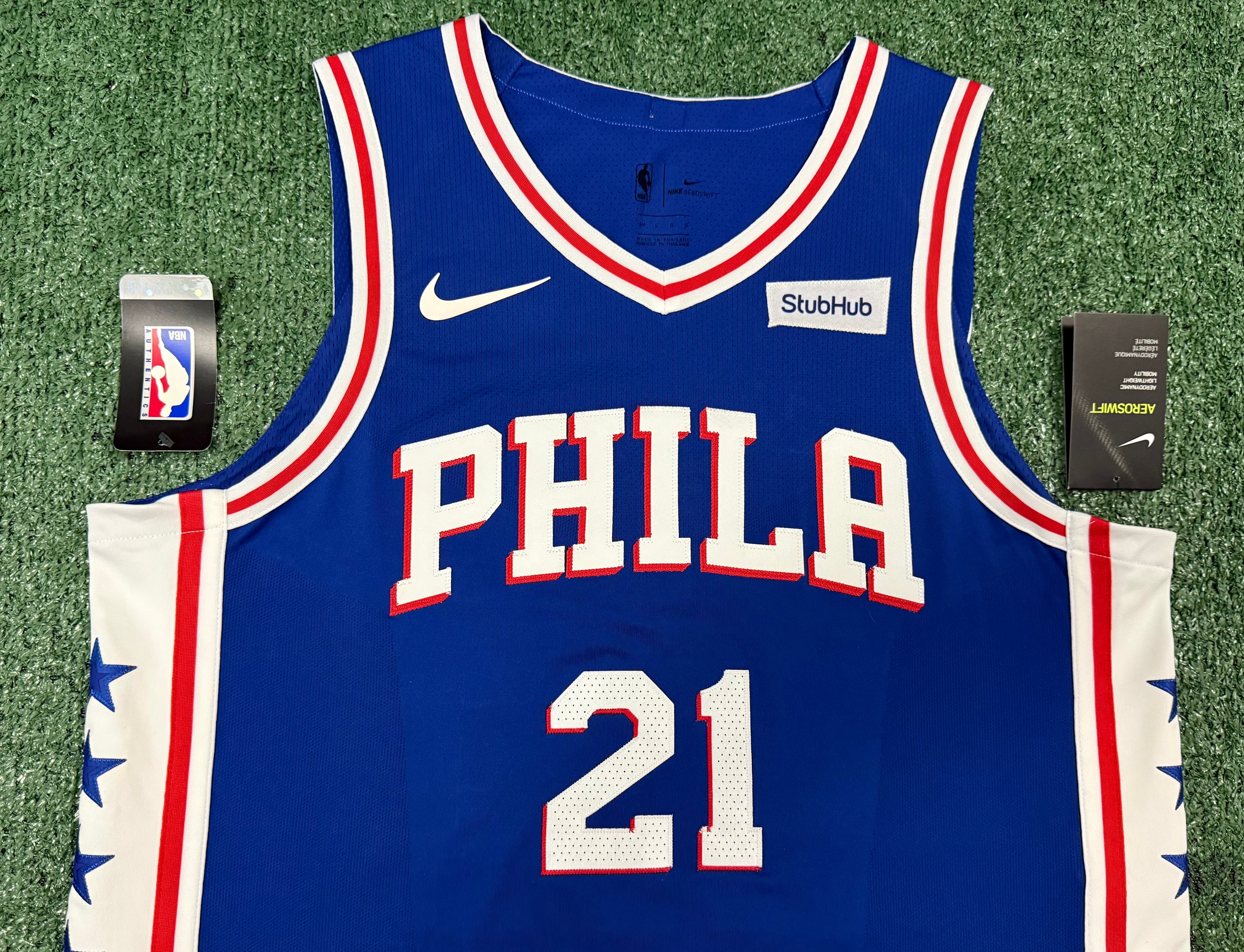 Joel Embid Philadelphia 76ers Jersey #21 Nike AeroSwift Authentic Blue Size 48 (L) NBA