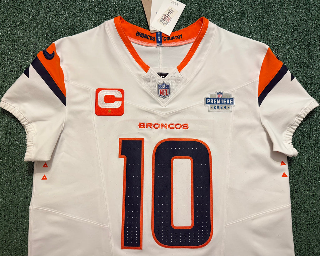 Bo Nix Denver Broncos Jersey #10 Nike Vapor Fuse Elite White Size 44 (L) NFL