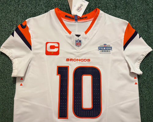 Bo Nix Denver Broncos Jersey #10 Nike Vapor Fuse Elite White Size 44 (L) NFL