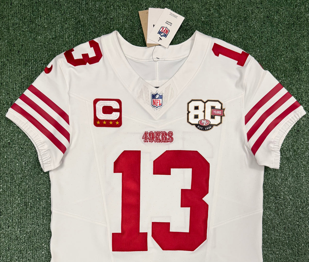Brock Purdy San Francisco 49ers Jersey #13 Nike Vapor FUSE Elite White Size 40 (Medium) NFL