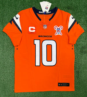 Bo Nix Denver Broncos Jersey #10 Nike Vapor Fuse Elite Orange Size 40 (M) NFL