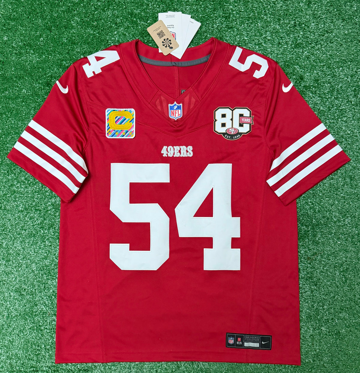 Fred Warner San Francisco 49ers Jersey #54 Nike Vapor Fuse Limited Stitched Red Size (Medium) NFL