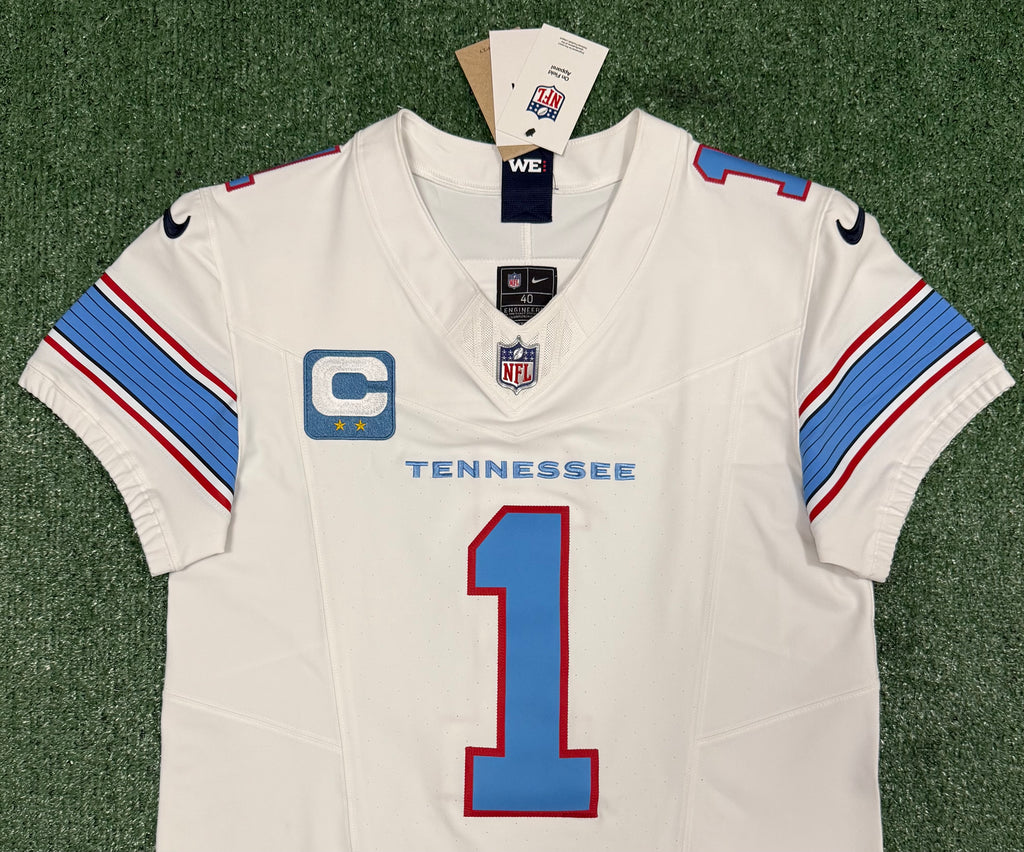 Cam Ward Tennessee Titans Jersey #1 Nike Vapor Fuse Elite White Size 40 (M) NFL