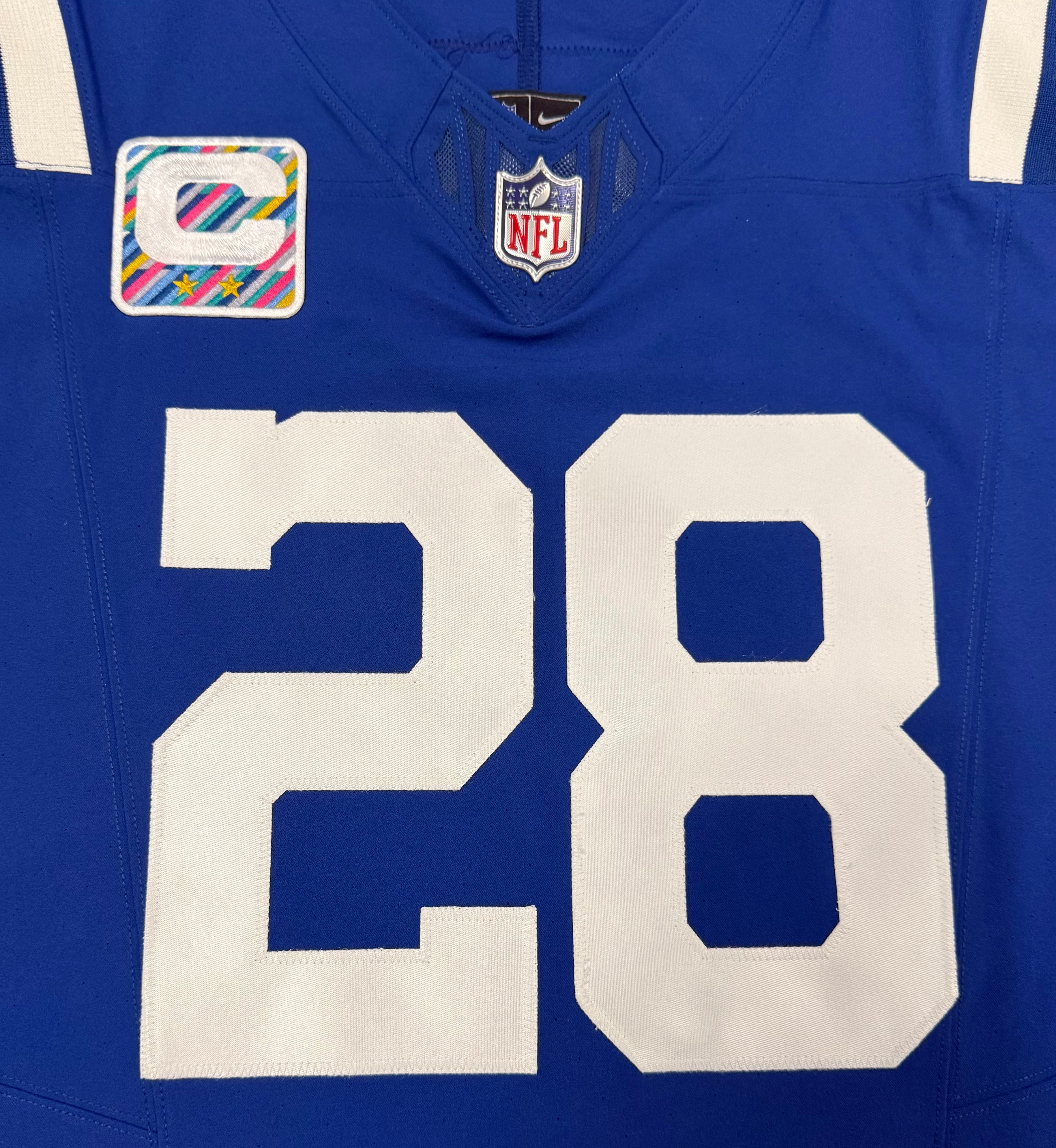 Jonathan Taylor Indianapolis Colts Jersey #28 Nike Vapor Fuse Elite Blue Size 44 (L) NFL