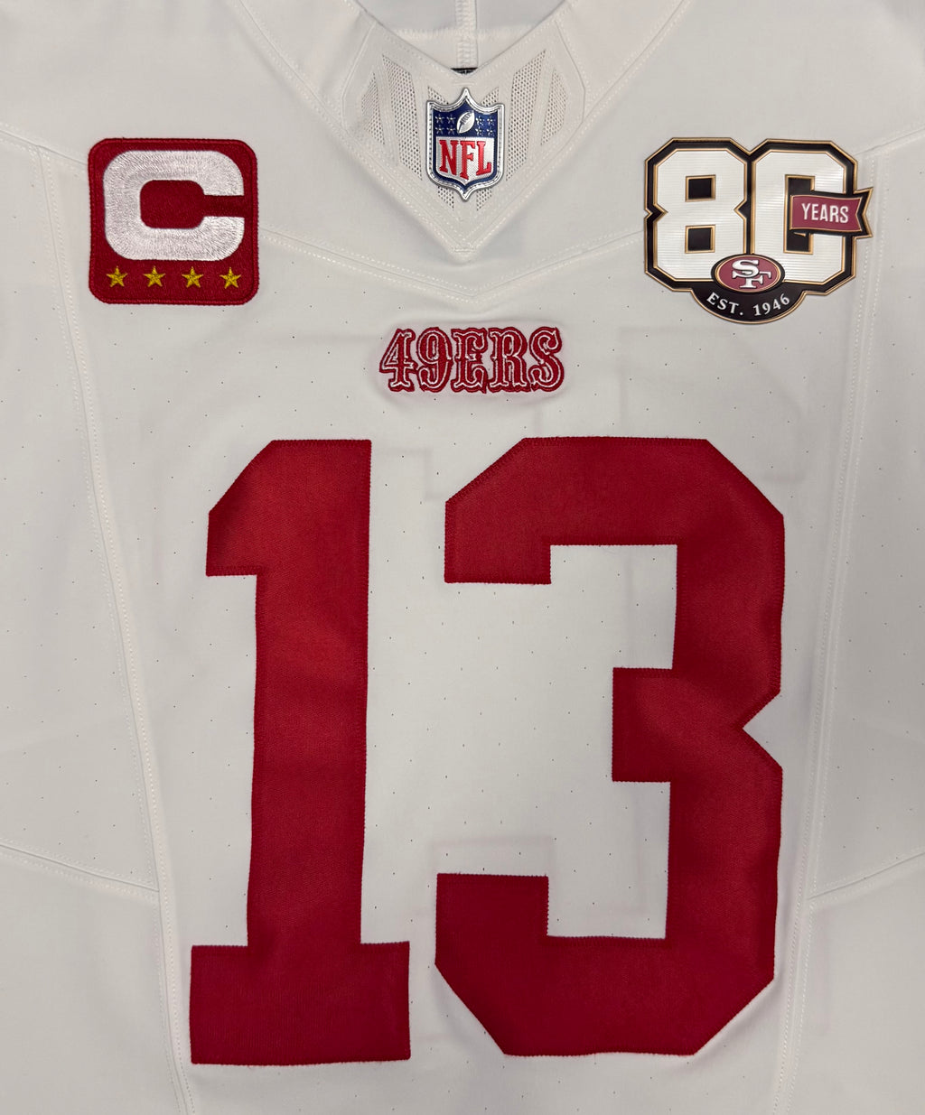 Brock Purdy San Francisco 49ers Jersey #13 Nike Vapor FUSE Elite White Size 40 (Medium) NFL