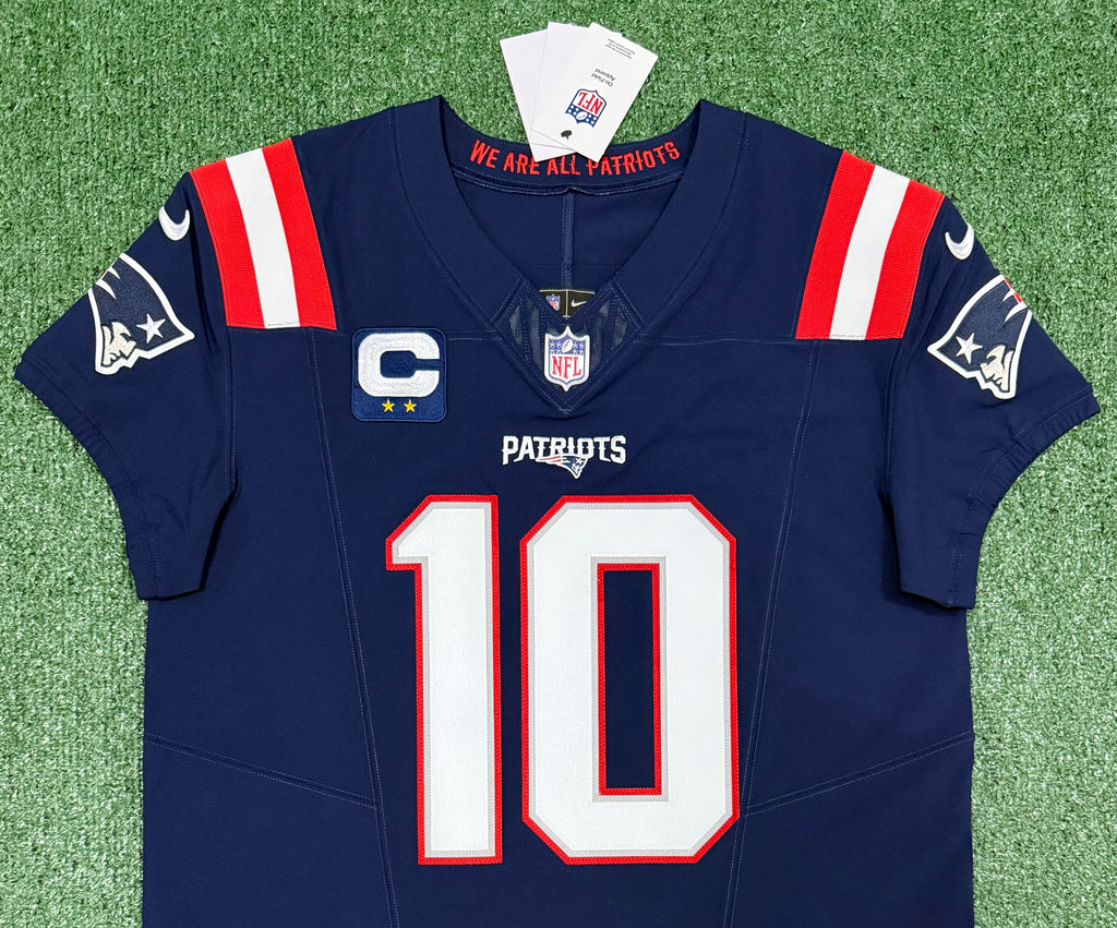 Drake Maye New England Patriots Jersey #10 Nike Vapor Fuse Elite Blue Size 44 (Large) NFL