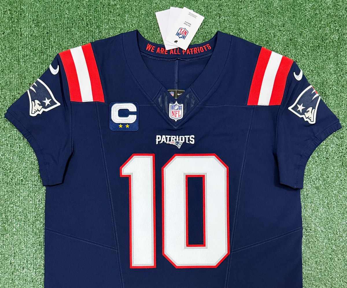 Drake Maye New England Patriots Jersey #10 Nike Vapor Fuse Elite Blue Size 44 (Large) NFL