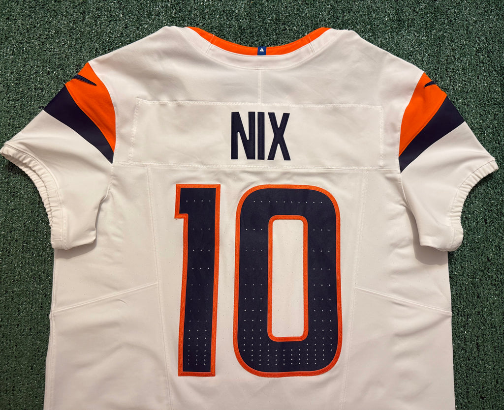 Bo Nix Denver Broncos Jersey #10 Nike Vapor Fuse Elite White Size 44 (L) NFL