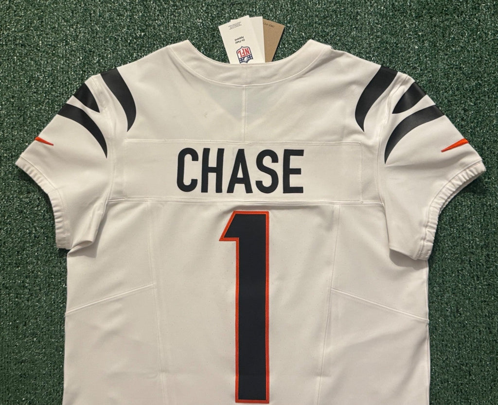 Ja'Marr Chase Cincinnati Bengals Jersey #1 Nike Vapor Fuse Elite White Size 44 (Large) NFL