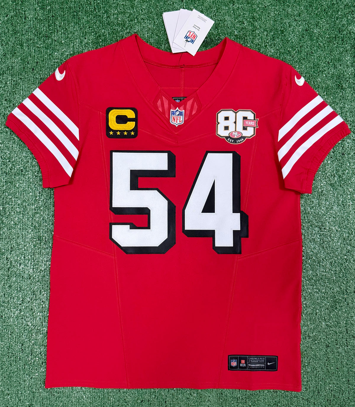 Fred Warner San Francisco 49ers Jersey #54 Nike Vapor FUSE Elite Red Size 40 (Medium) NFL