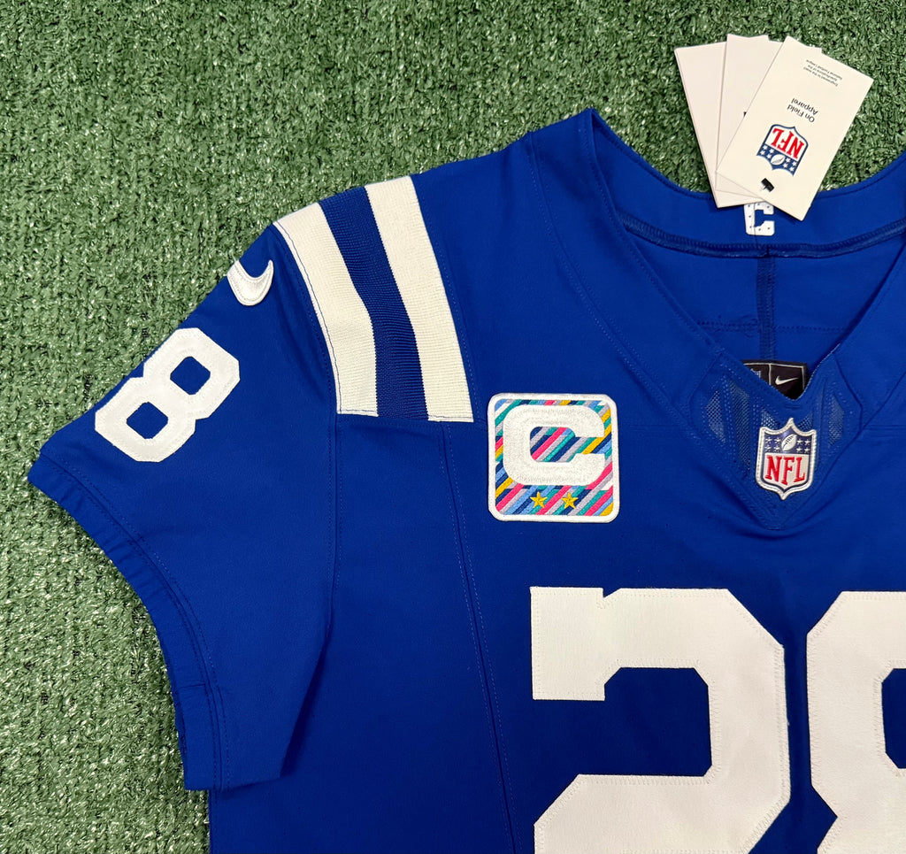 Jonathan Taylor Indianapolis Colts Jersey #28 Nike Vapor Fuse Elite Blue Size 44 (L) NFL