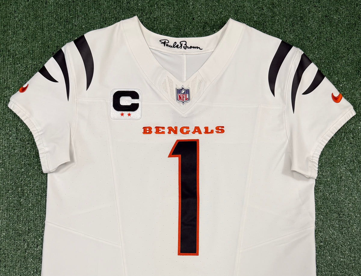 Ja'Marr Chase Cincinnati Bengals Jersey #1 Nike Vapor Fuse Elite White Size 44 (Large) NFL