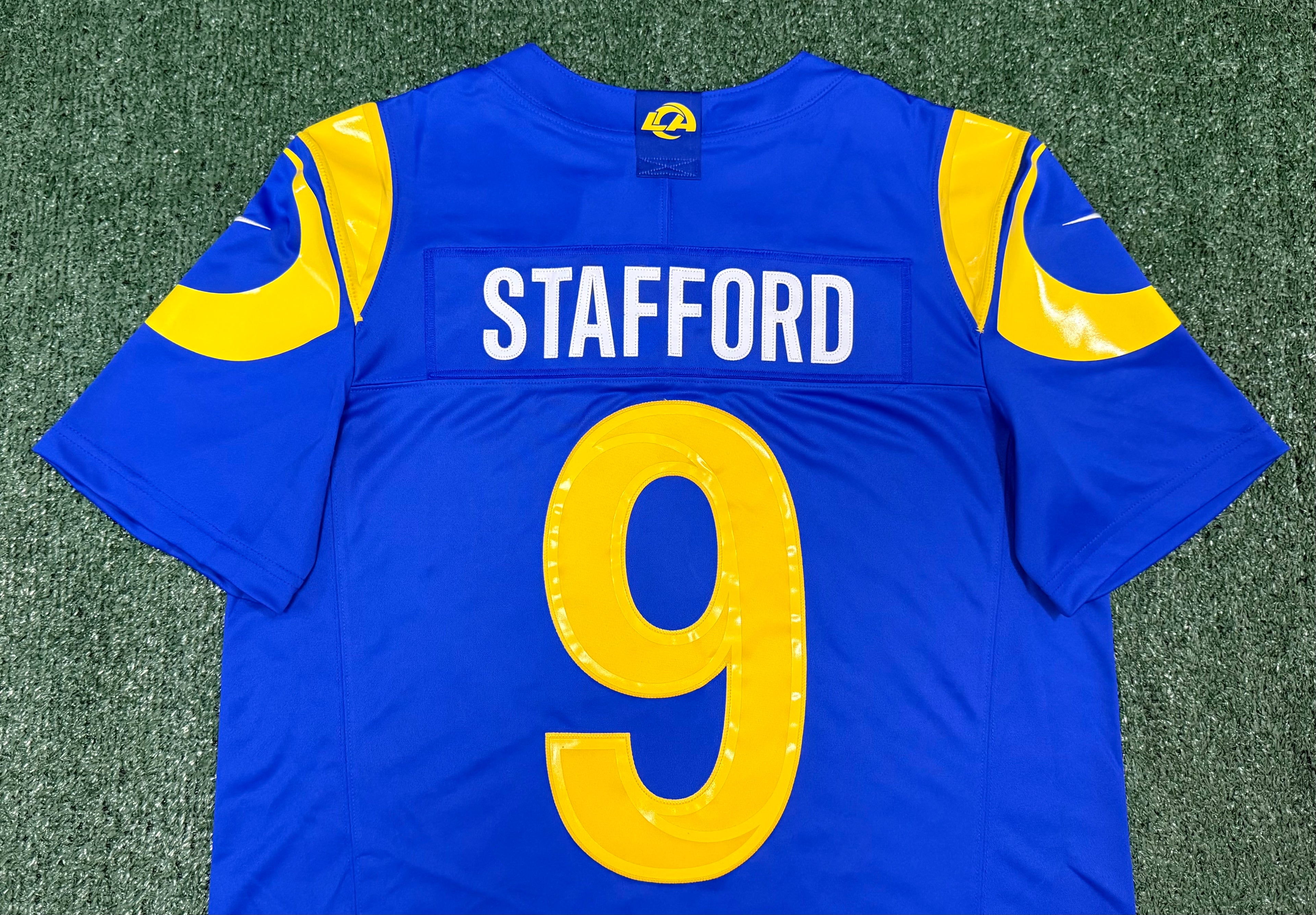 Matthew Stafford Los Angeles Rams Jersey #9 Nike Vapor Fuse Limited Stitched Blue Size (Large) NFL