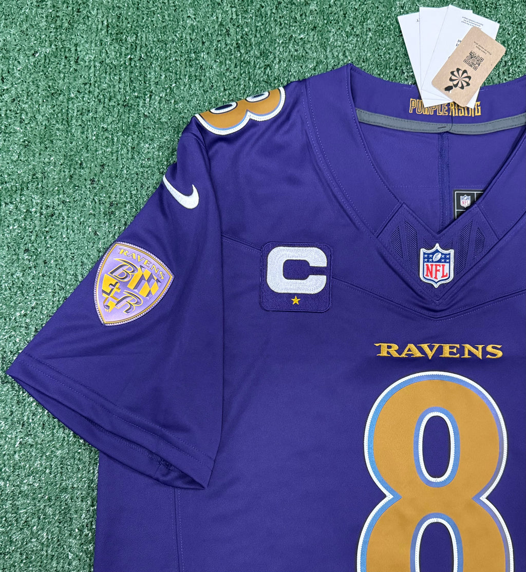 Lamar Jackson Baltimore Ravens Jersey #8 Nike Vapor FUSE Limited Purple Size (XL) NFL