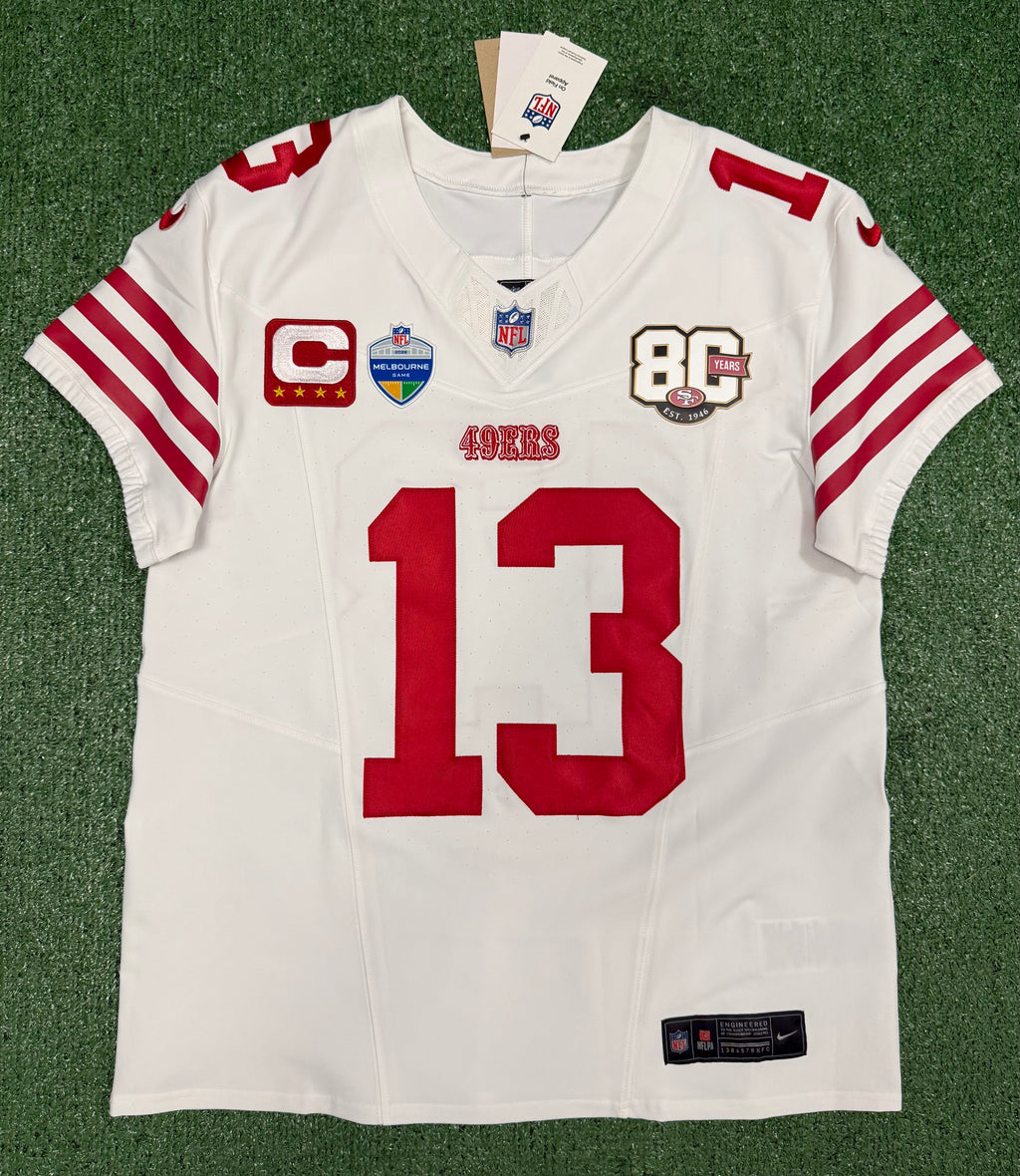 Brock Purdy San Francisco 49ers Jersey #13 Nike Vapor FUSE Elite White Size 44 (Large) NFL