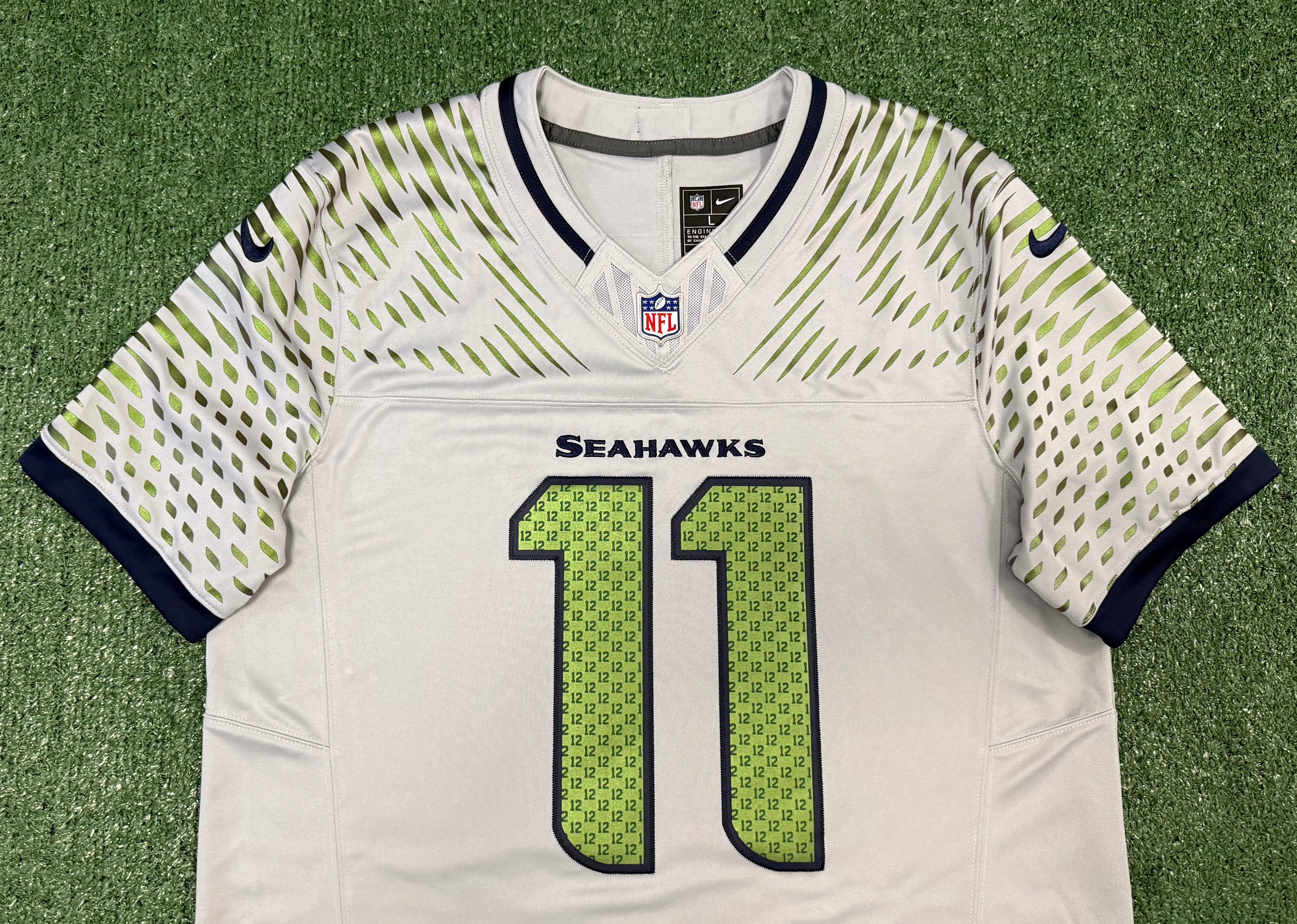Jaxon Smith-Njigba Seattle Seahawks Jersey #11 Nike Vapor Fuse Limited Rivalry Gray Size (L) NFL