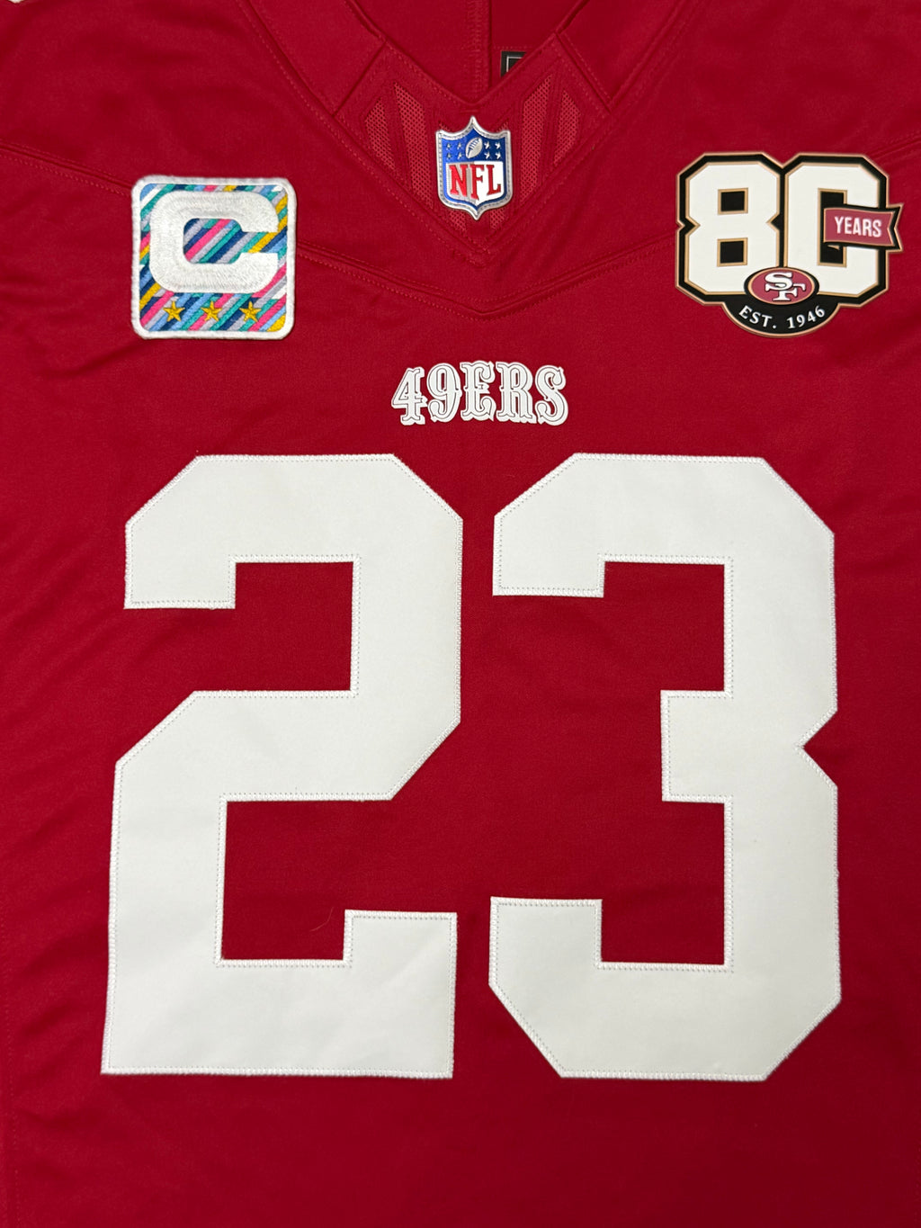 Christian McCaffrey San Francisco 49ers Jersey #23 Nike Vapor Fuse Limited Stitched Red Size (Medium) NFL