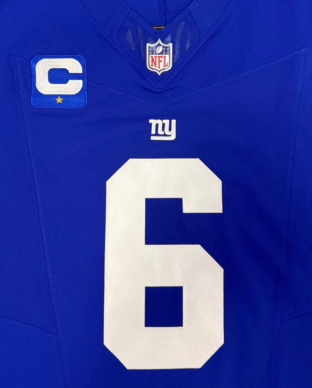 Jaxson Dart New York Giants Jersey #6 Nike Vapor FUSE Elite Blue Size 44 (Large) NFL