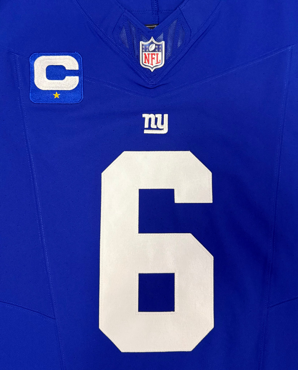 Jaxson Dart New York Giants Jersey #6 Nike Vapor FUSE Elite Blue Size 44 (Large) NFL