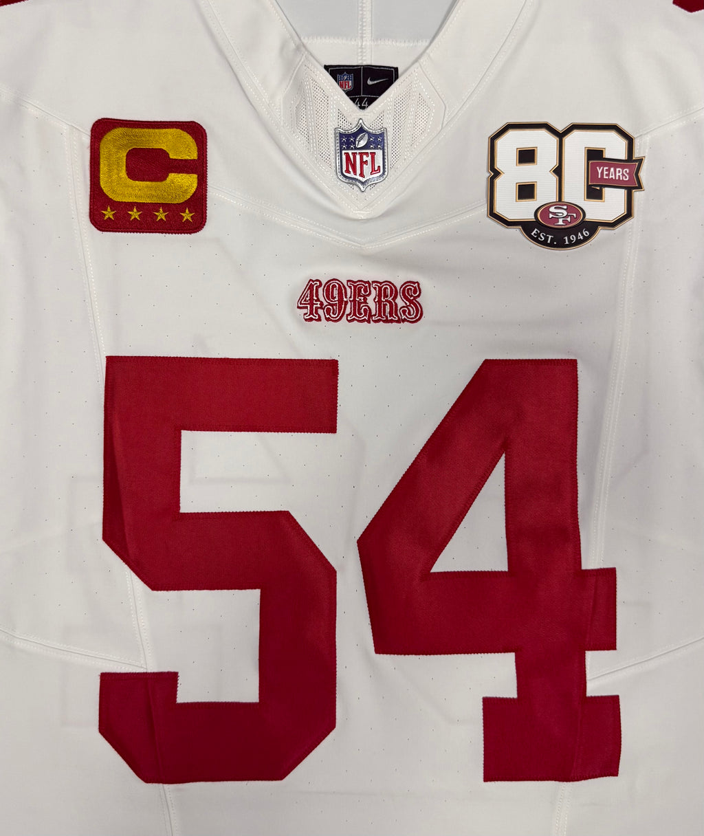 Fred Warner San Francisco 49ers Jersey #54 Nike Vapor FUSE Elite White Size 44 (Large) NFL
