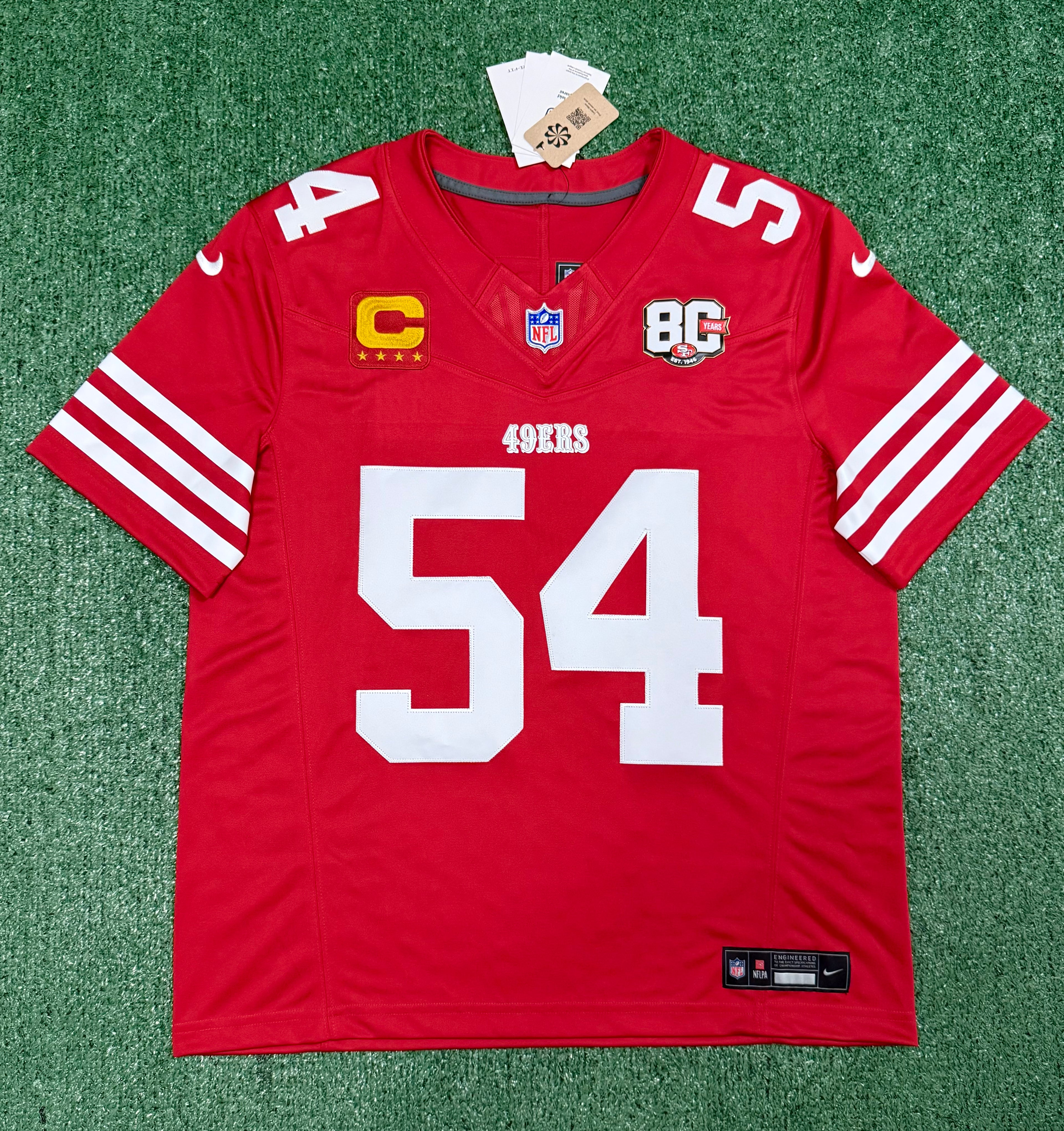 Fred Warner San Francisco 49ers Jersey #54 Nike Vapor Fuse Limited Stitched Red Size (Large) NFL