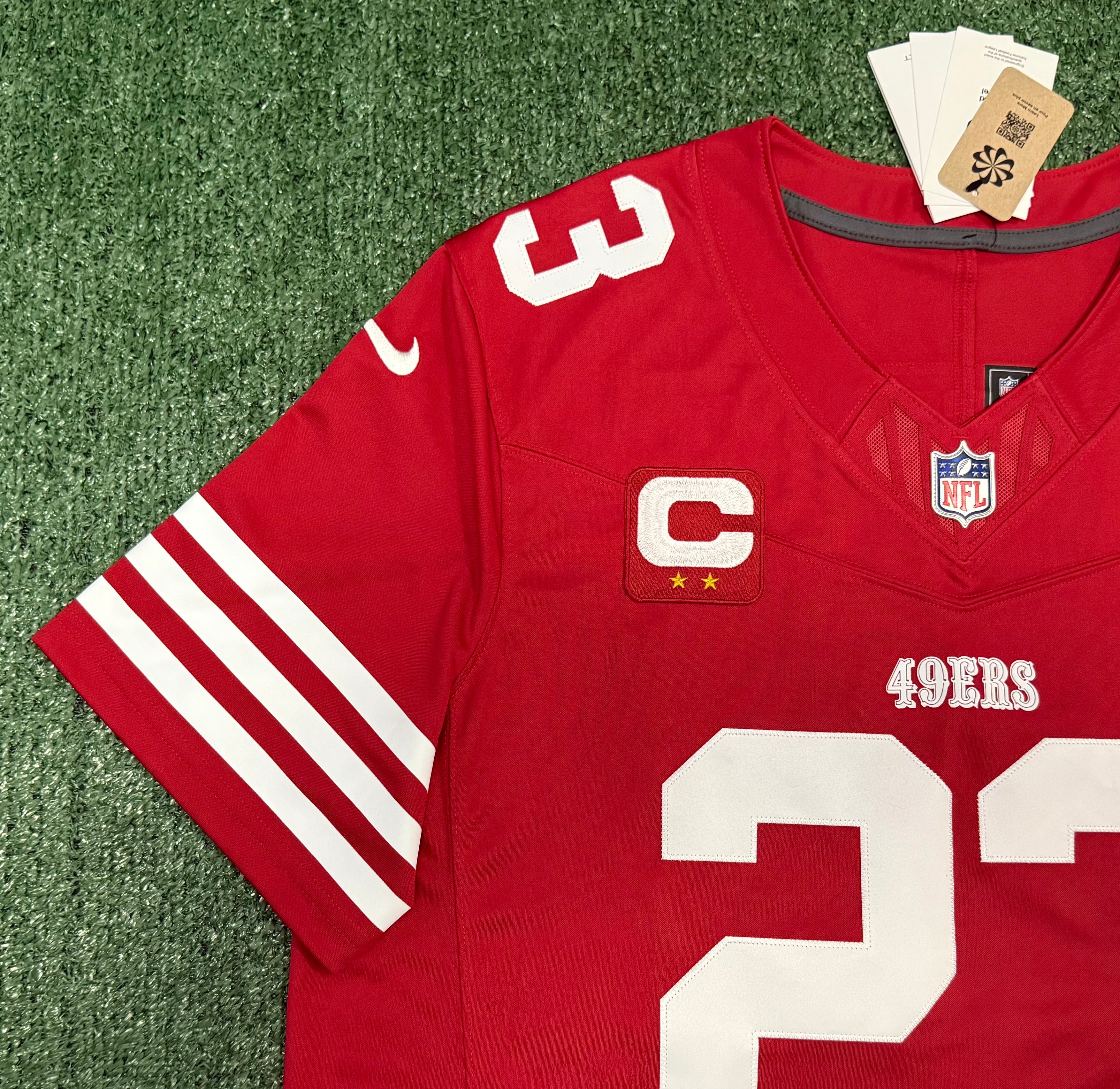 Christian McCaffrey San Francisco 49ers Jersey #23 Nike Vapor Fuse Limited Stitched Red Size (XL) NFL