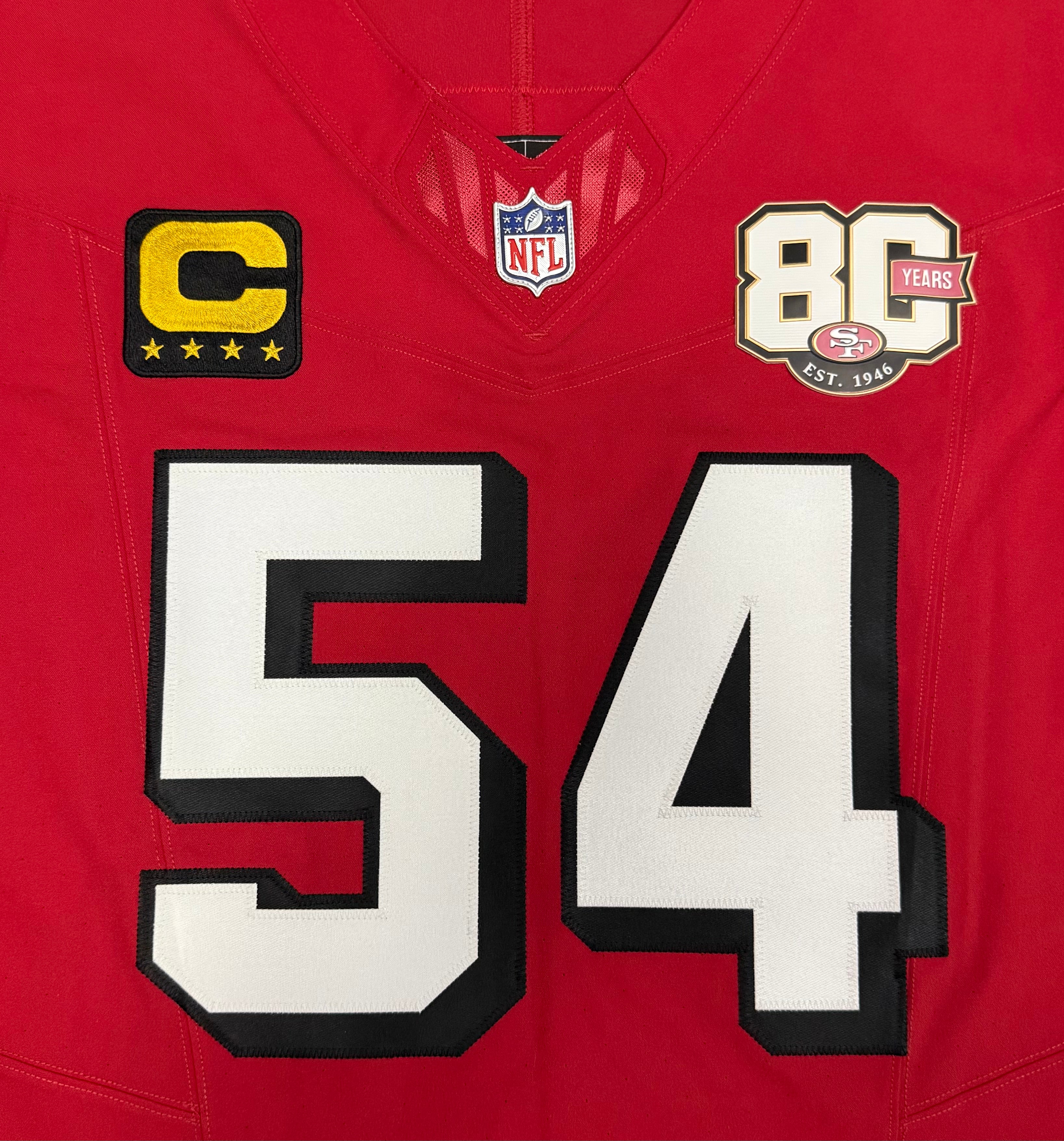 Fred Warner San Francisco 49ers Jersey #54 Nike Vapor FUSE Elite Red Size 44 (Large) NFL